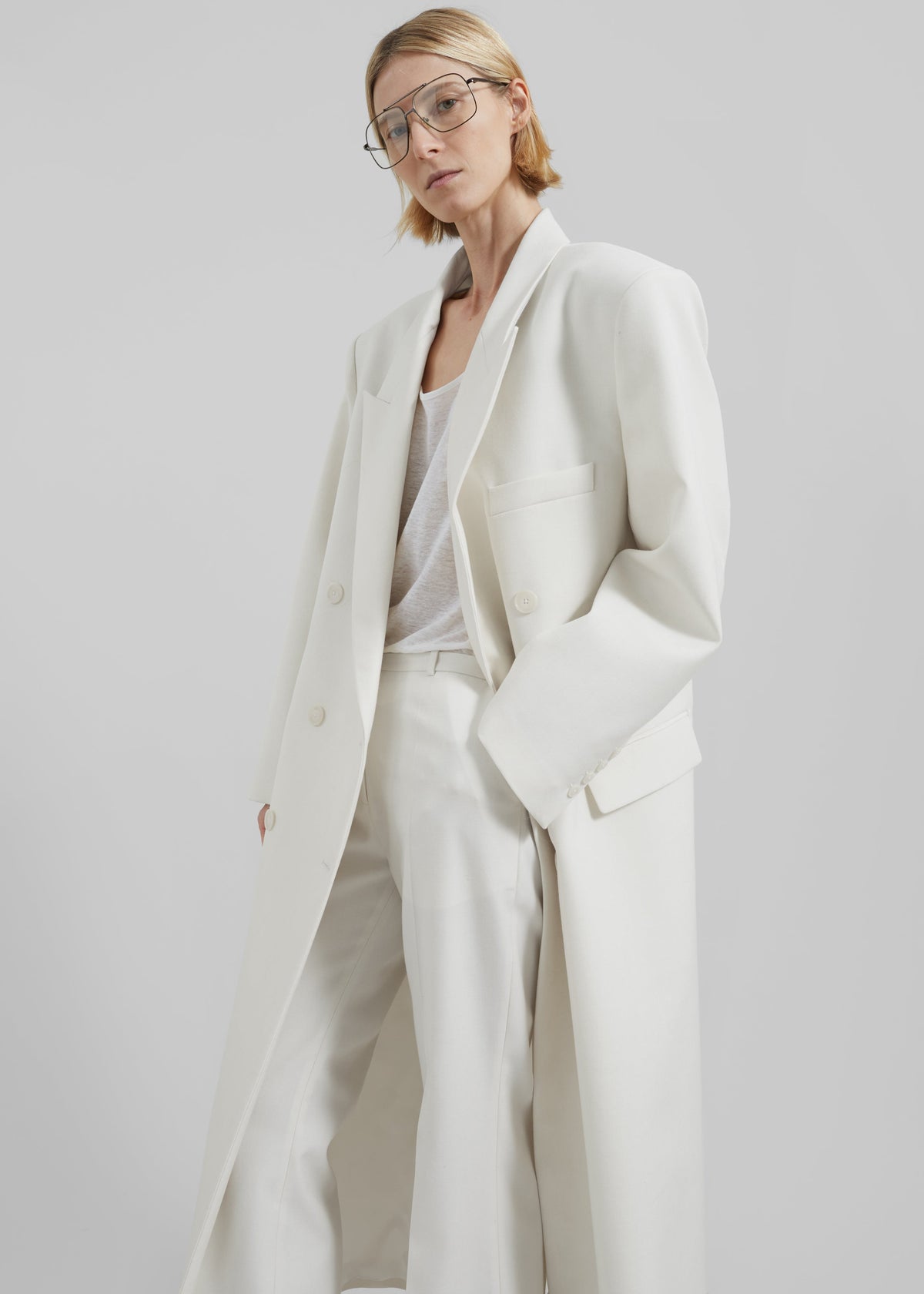 Jane Long Coat - White β view 2 of 10