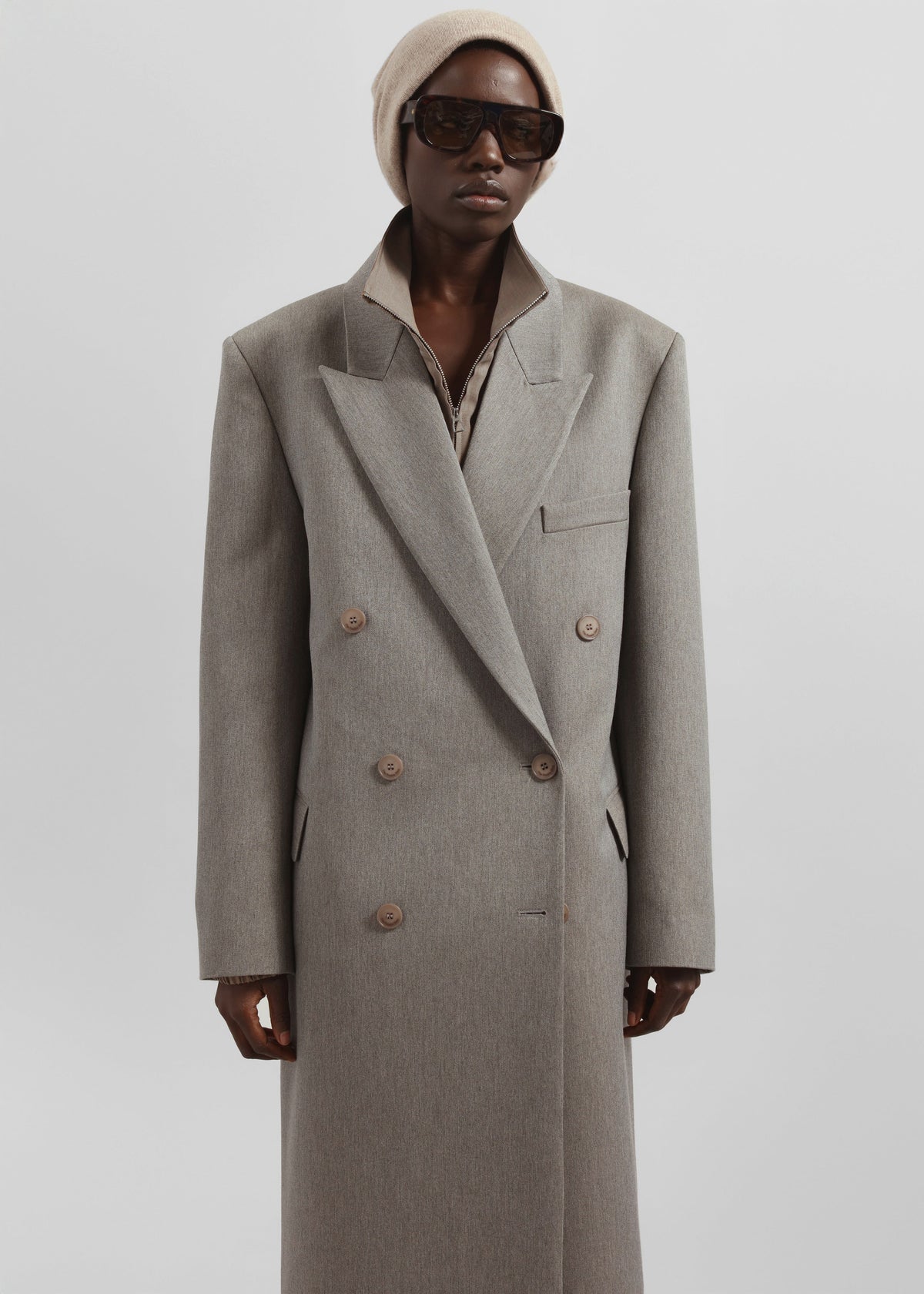 Jane Long Coat - Taupe Melange β view 3 of 10