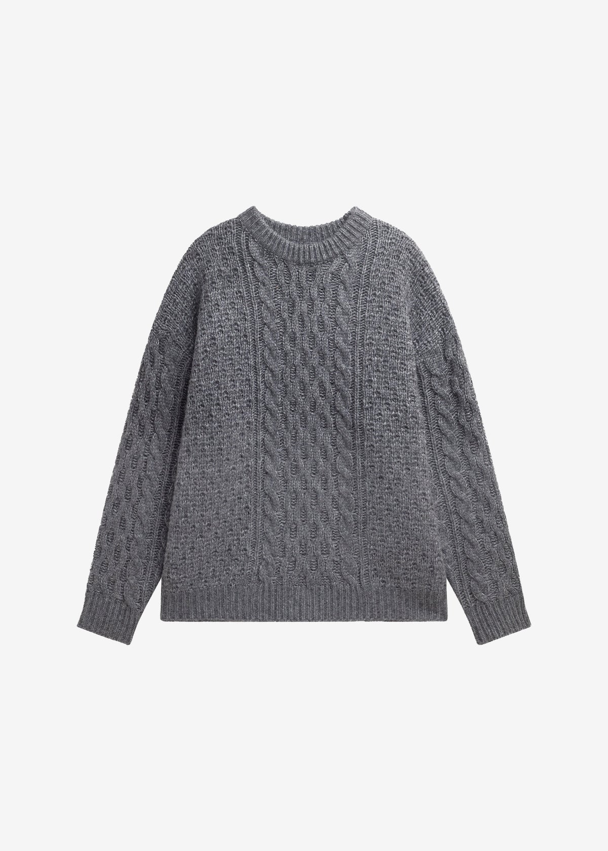 Janesen Oversized Cable Knit Sweater - Grey Melange β view 8 of 8
