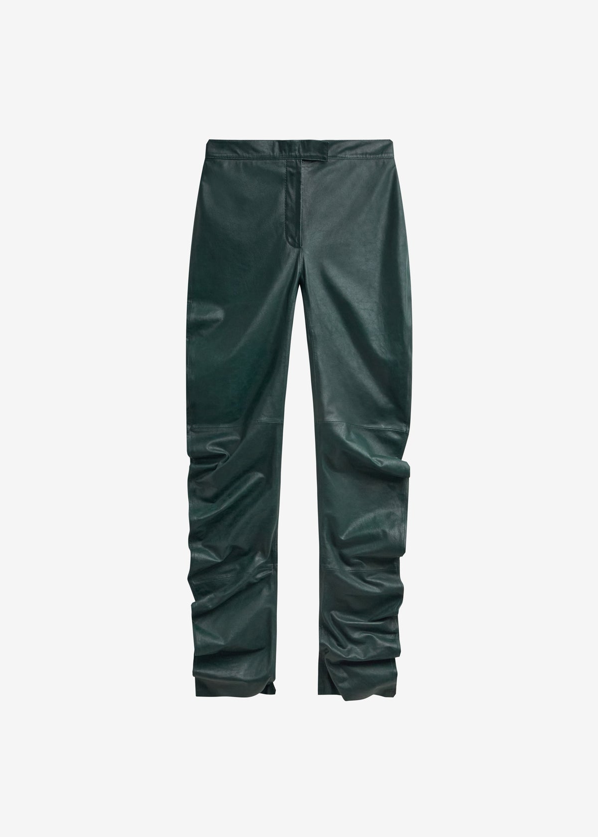 Jessa Leather Ruched Pants - Bottle Green β view 9 of 9