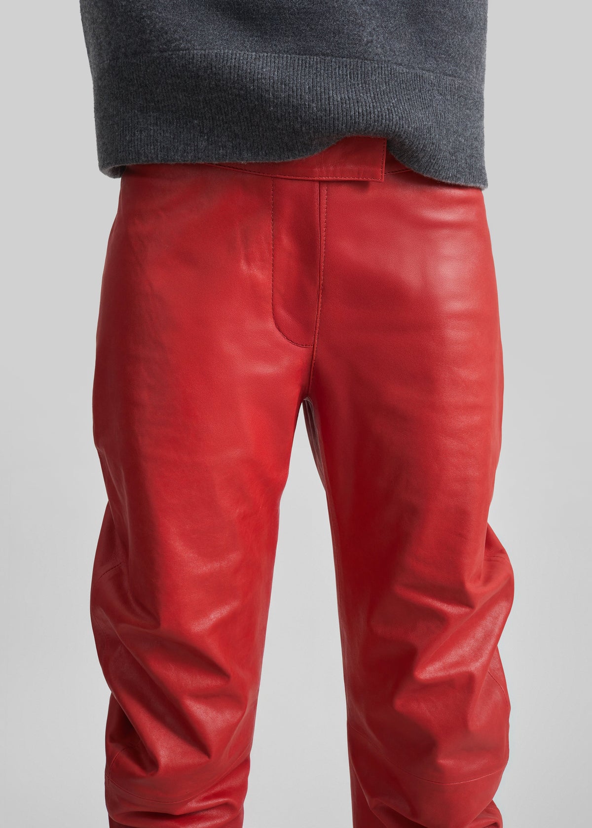Jessa Leather Ruched Pants - Red β view 3 of 6