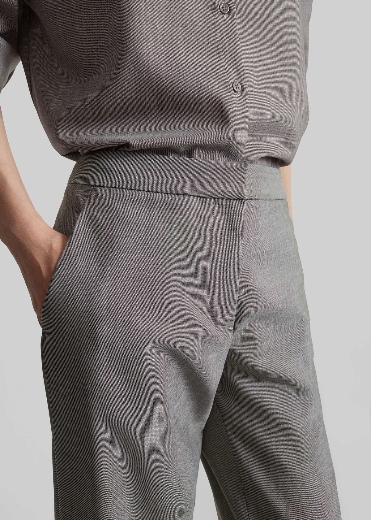 Jet Wool Slim Tailored Trousers - Light Taupe Melange β view 2 of 8