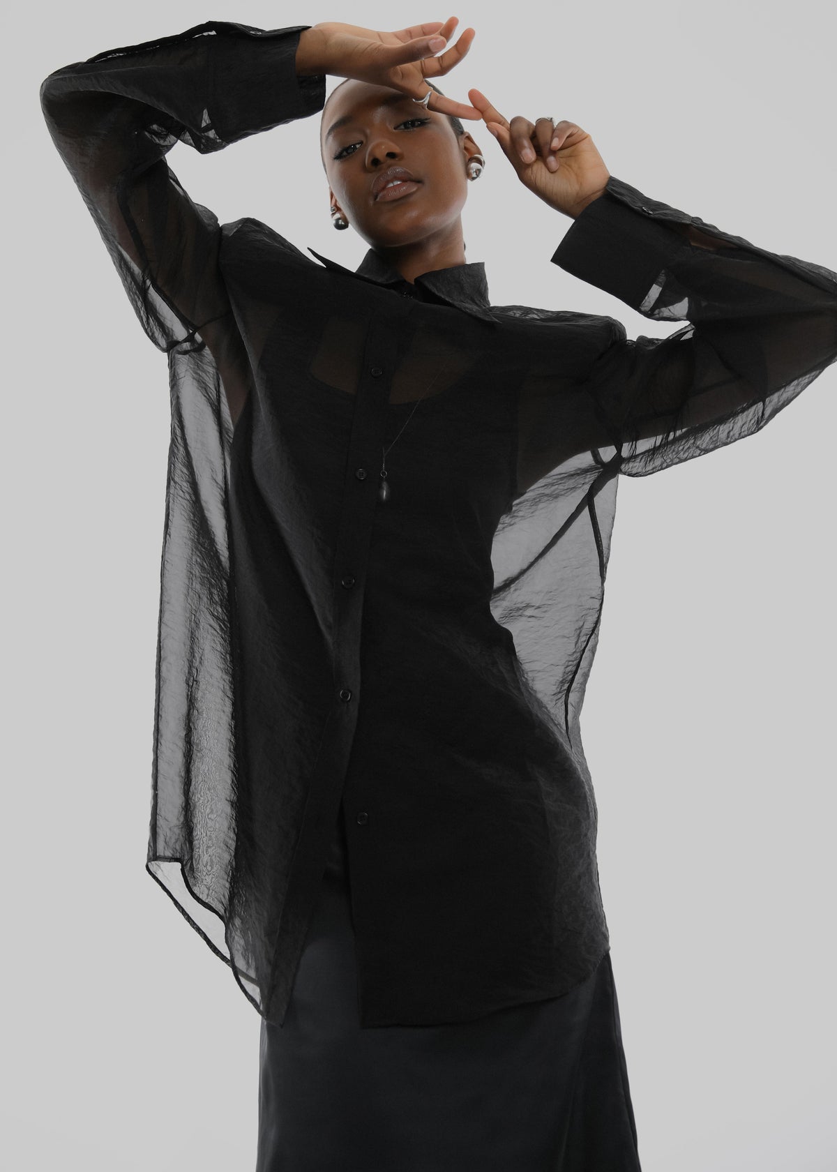 Jolene Semi Sheer Shirt - Black β view 12 of 13