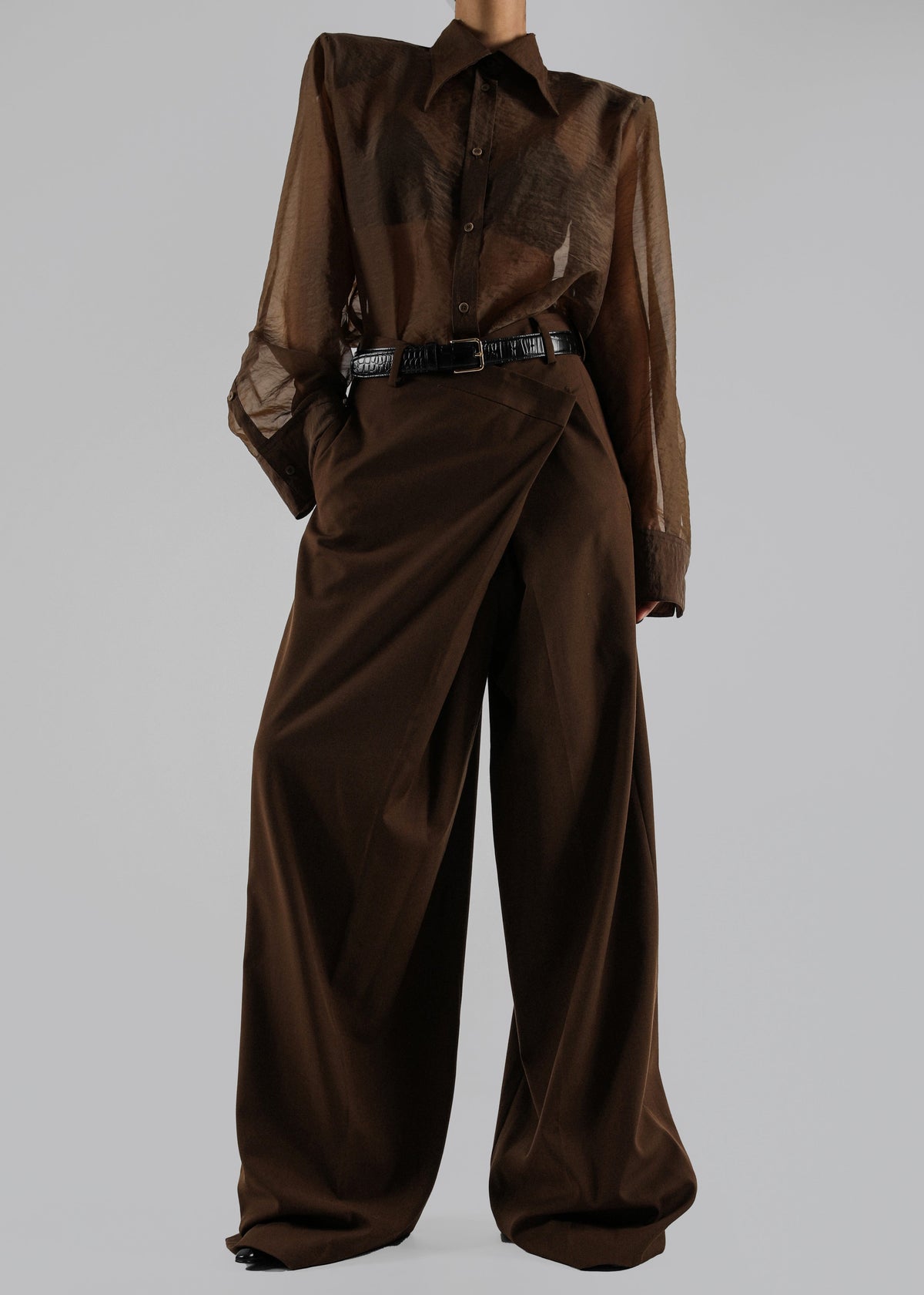 Jolene Semi Sheer Shirt - Brown β view 8 of 11