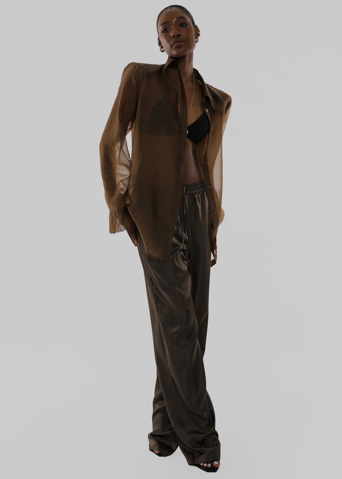 Jolene Semi Sheer Shirt - Brown β view 10 of 11