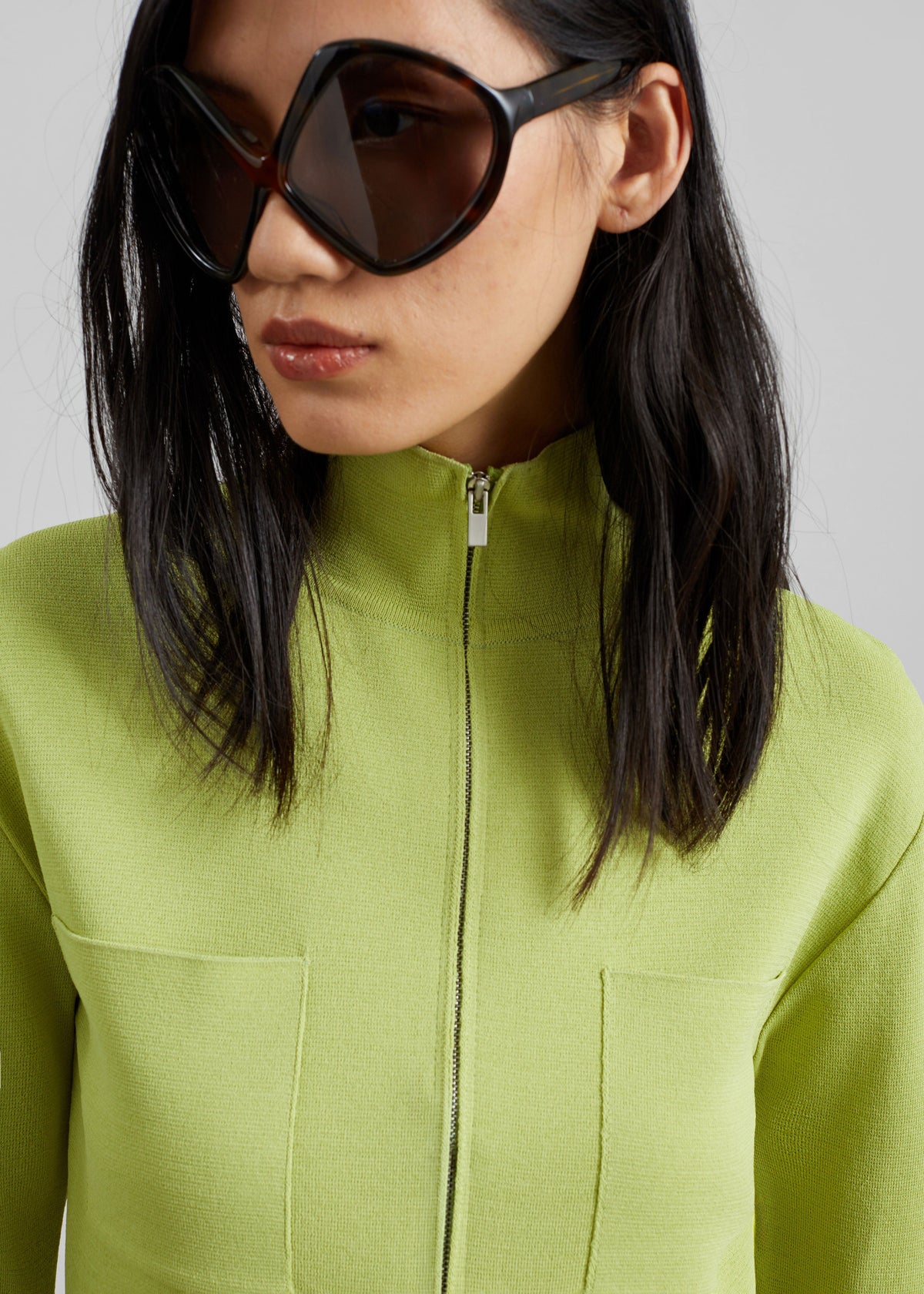 Juilly Knit Zip Cardigan - Lime β view 2 of 6