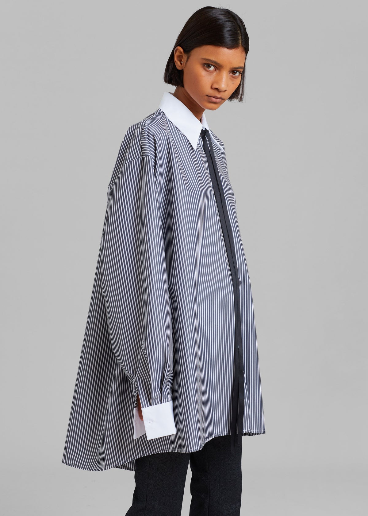 Jany Tie-Neck Shirt - Black Stripe β view 5 of 11