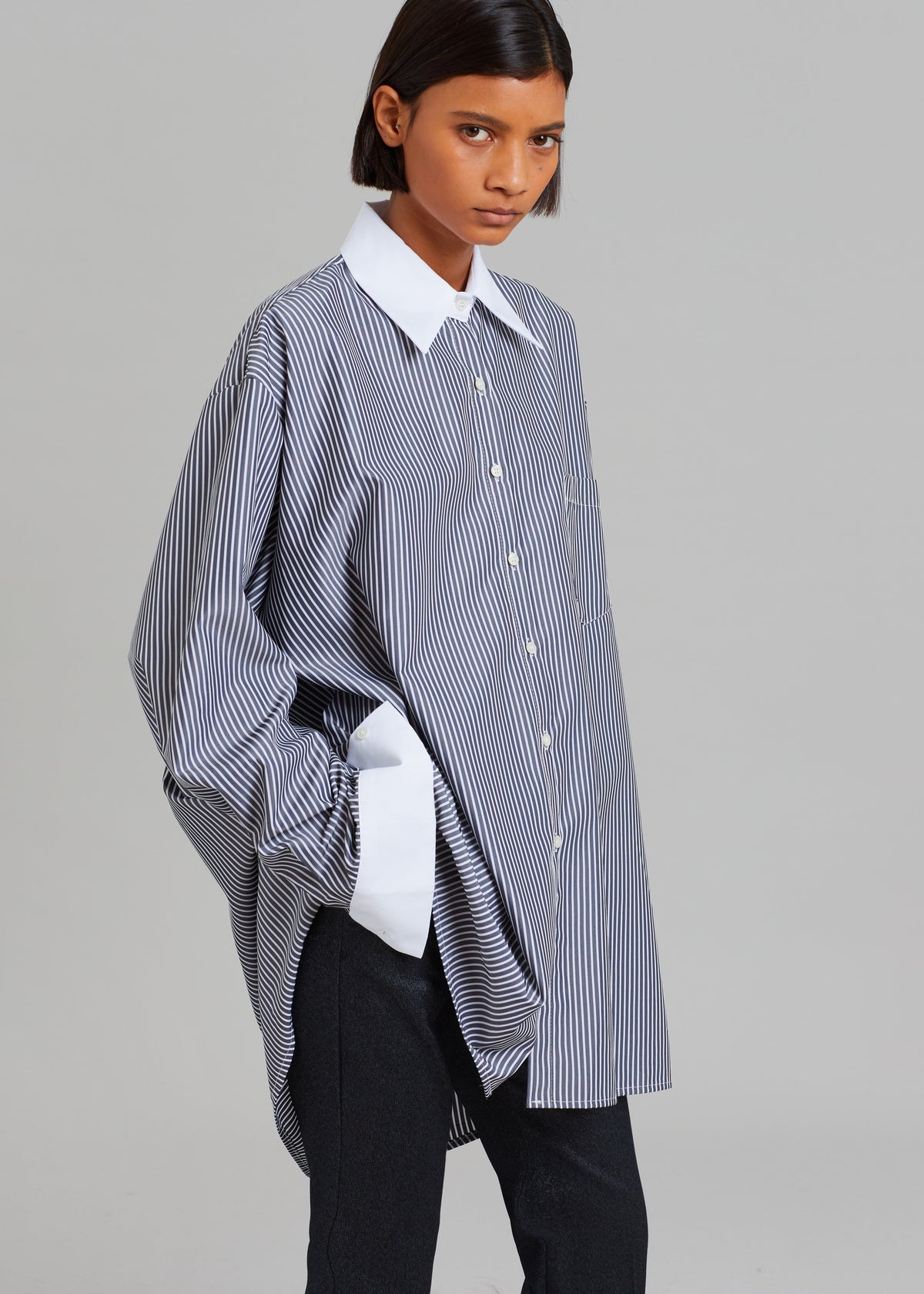 Jany Tie-Neck Shirt - Black Stripe β view 2 of 11