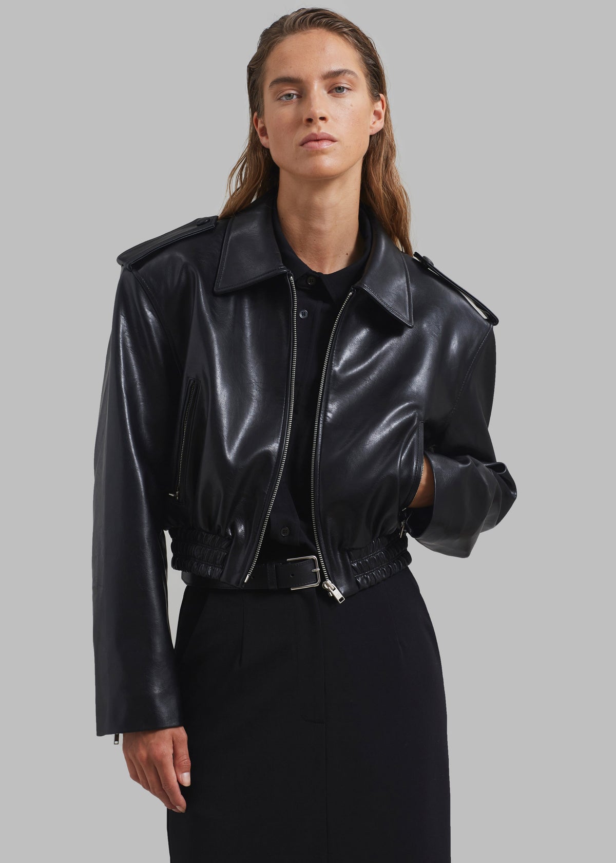 Kaia Cropped Bomber - Black β view 1 of 10