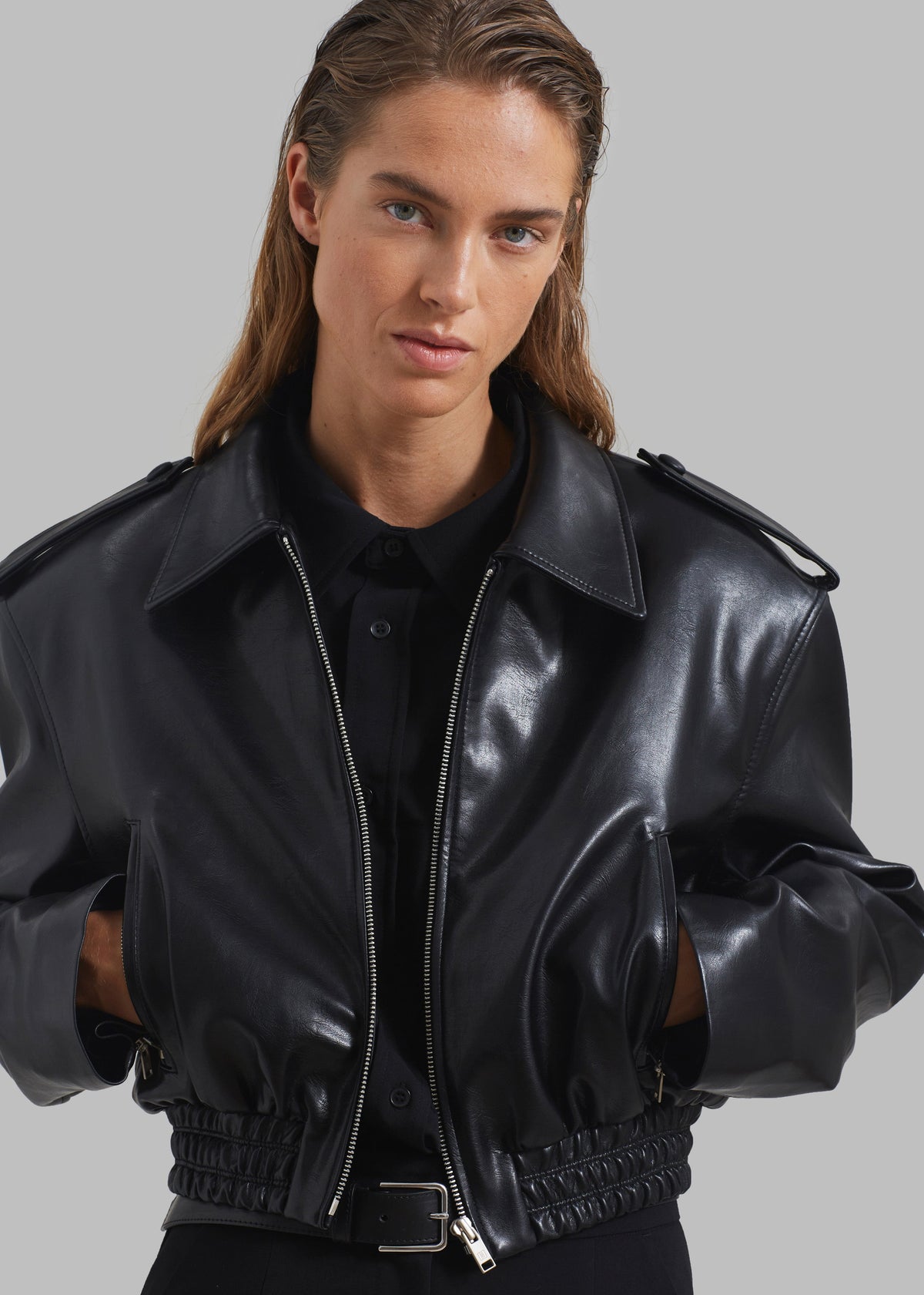 Kaia Cropped Bomber - Black β view 8 of 10