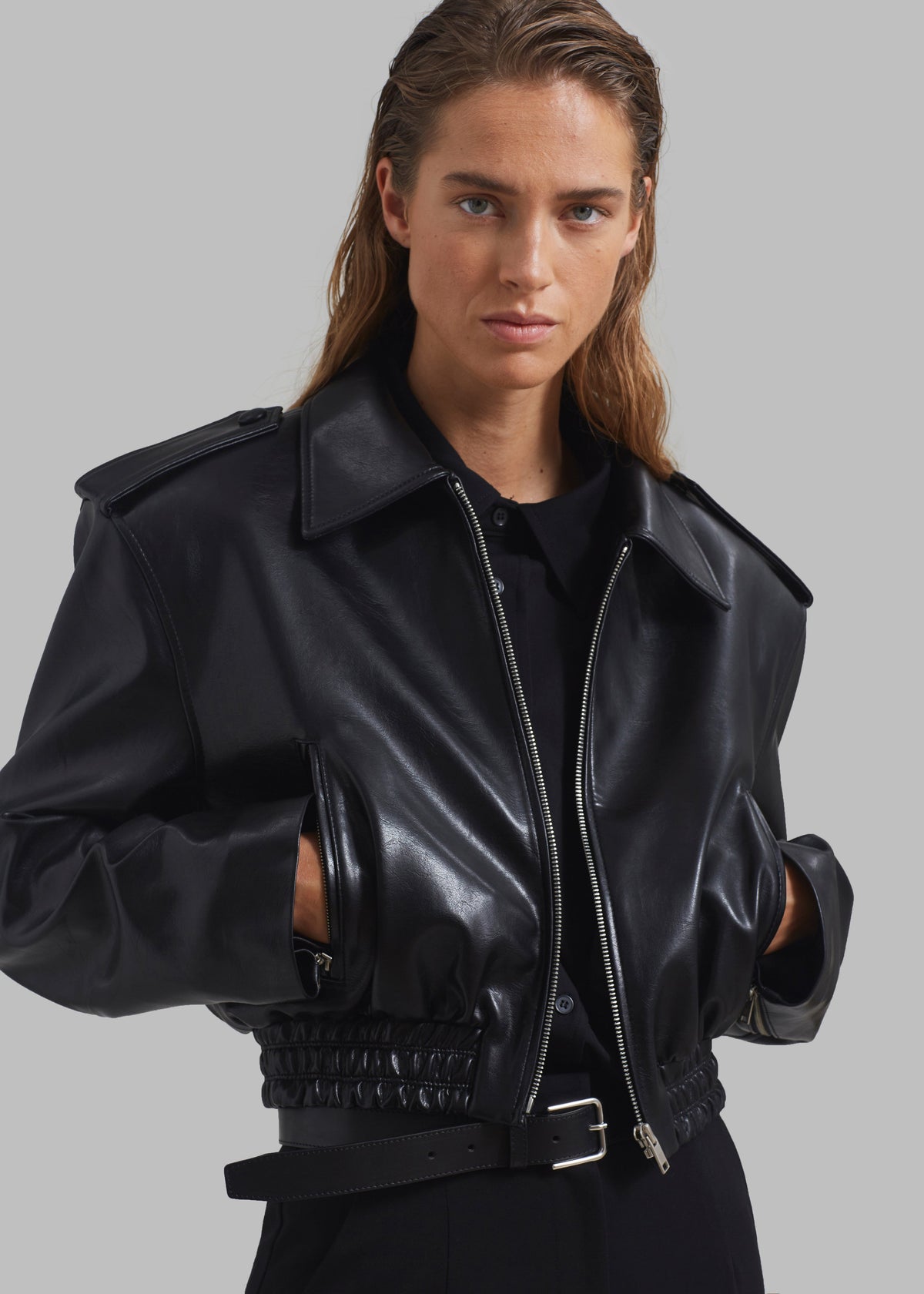 Kaia Cropped Bomber - Black β view 6 of 10
