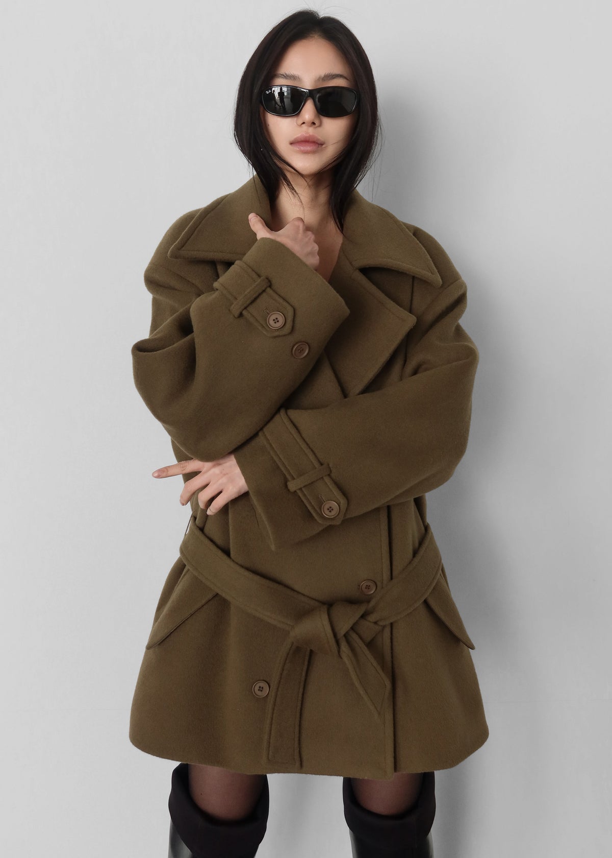 Kalmar Wool Peacoat - Pale Olive β view 4 of 7