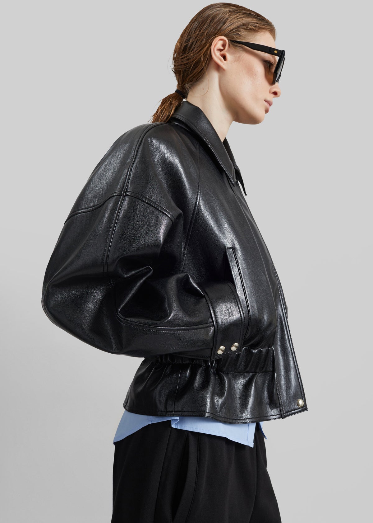 Kalsta Faux Leather Peplum Jacket - Black β view 3 of 8