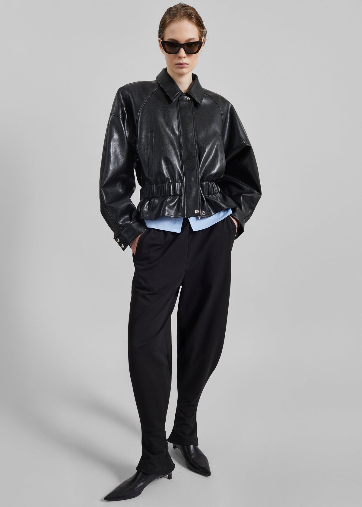 Kalsta Faux Leather Peplum Jacket - Black β view 6 of 8