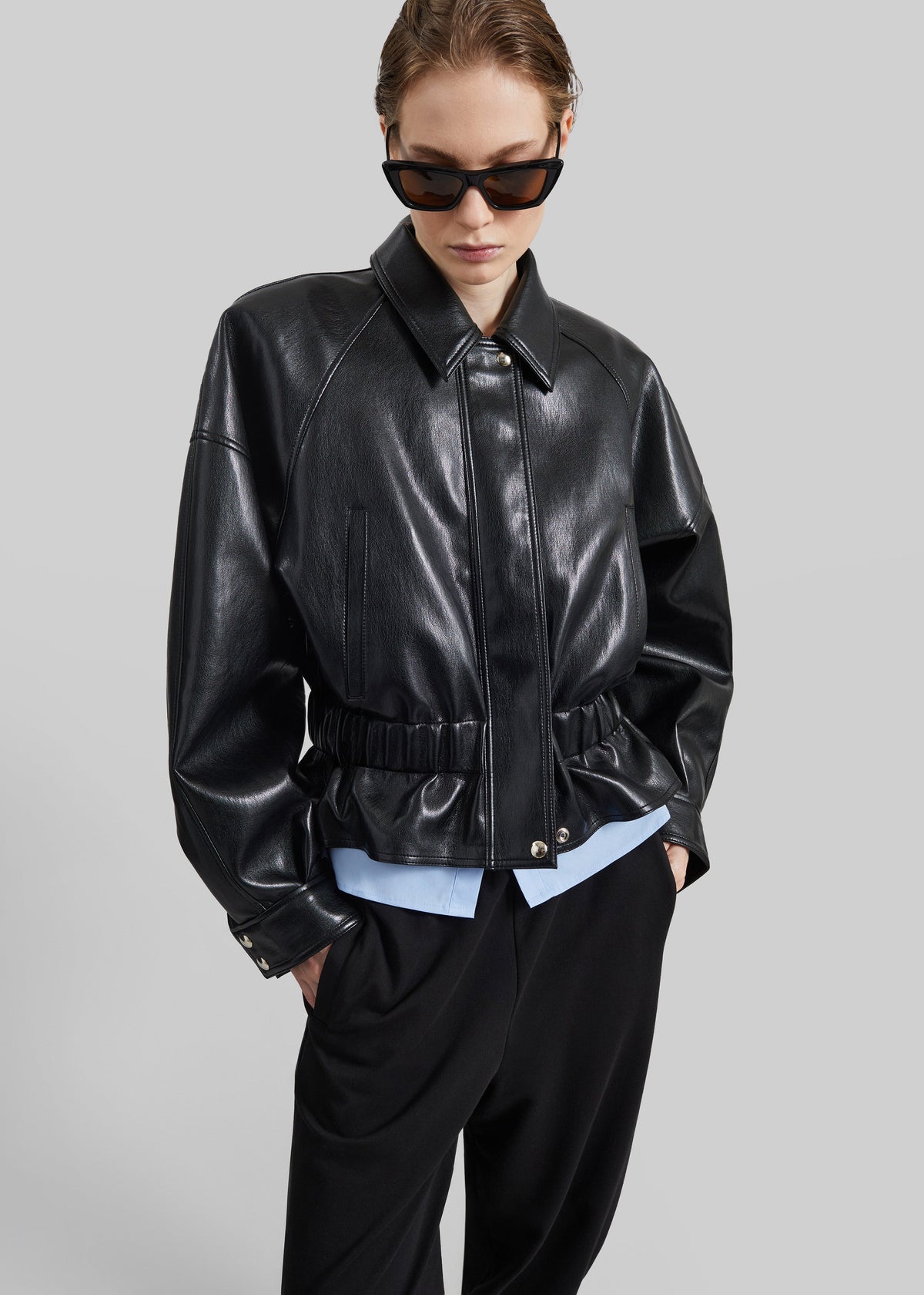 Kalsta Faux Leather Peplum Jacket - Black β view 5 of 8