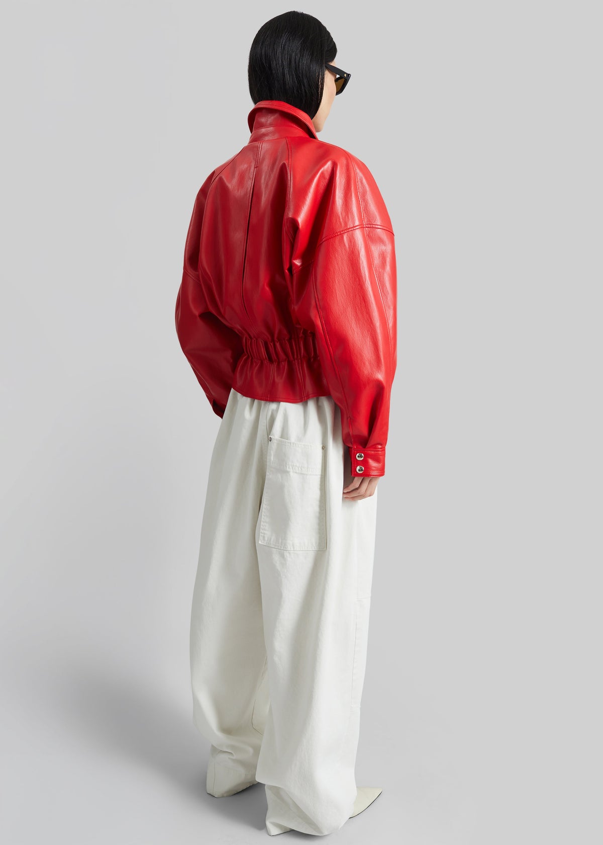 Kalsta Faux Leather Peplum Jacket - Red β view 8 of 9
