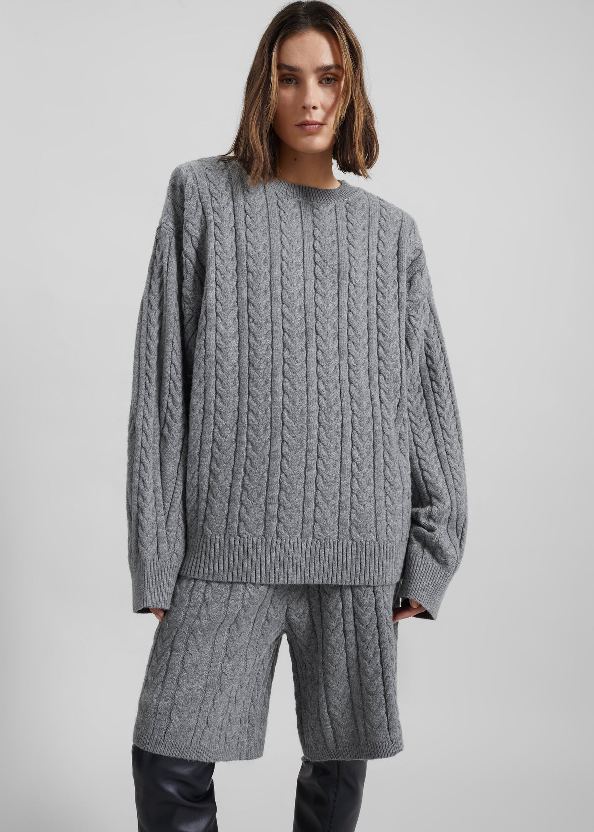 Karmoy Cable Knit Padded Sweater - Grey β view 2 of 9