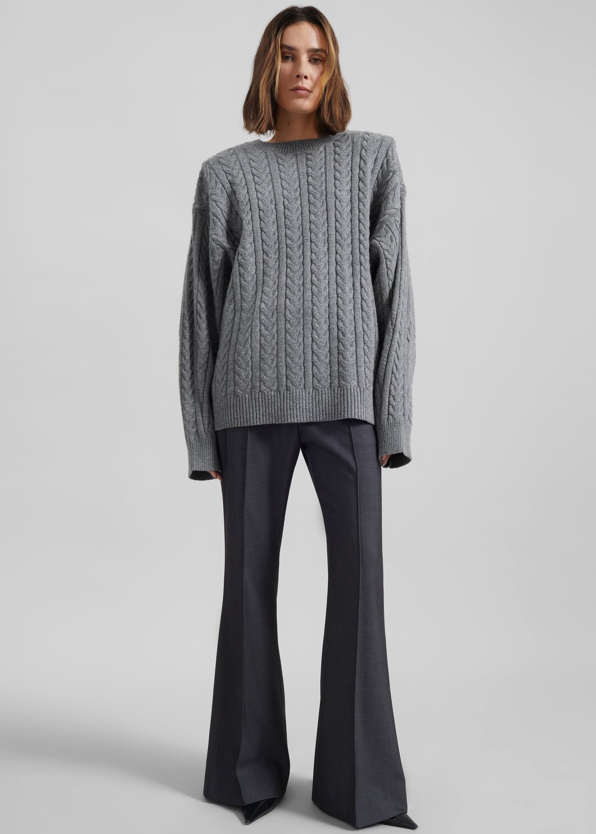 Karmoy Cable Knit Padded Sweater - Grey β view 3 of 9