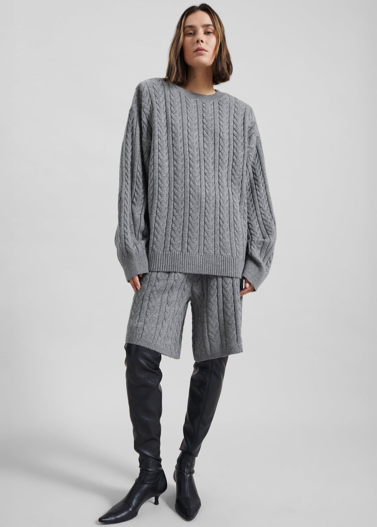 Karmoy Cable Knit Shorts - Grey β view 3 of 7