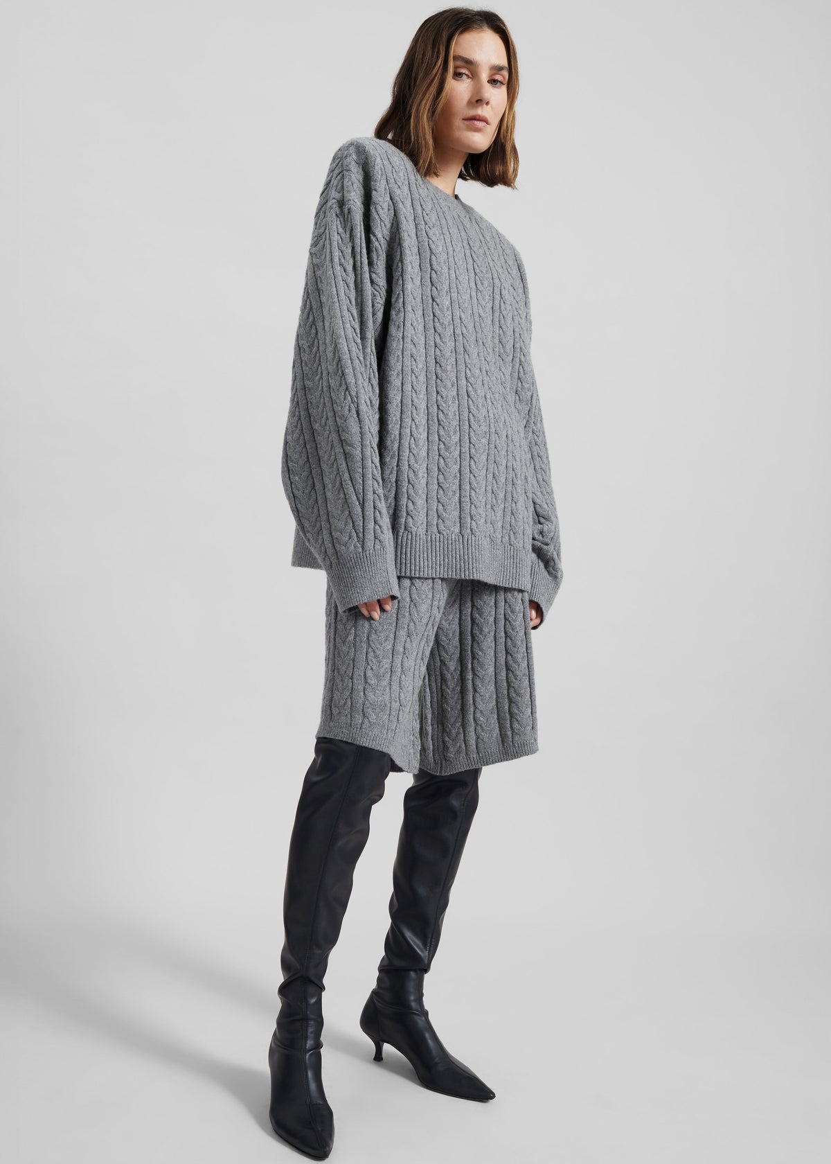 Karmoy Cable Knit Shorts - Grey β view 1 of 7