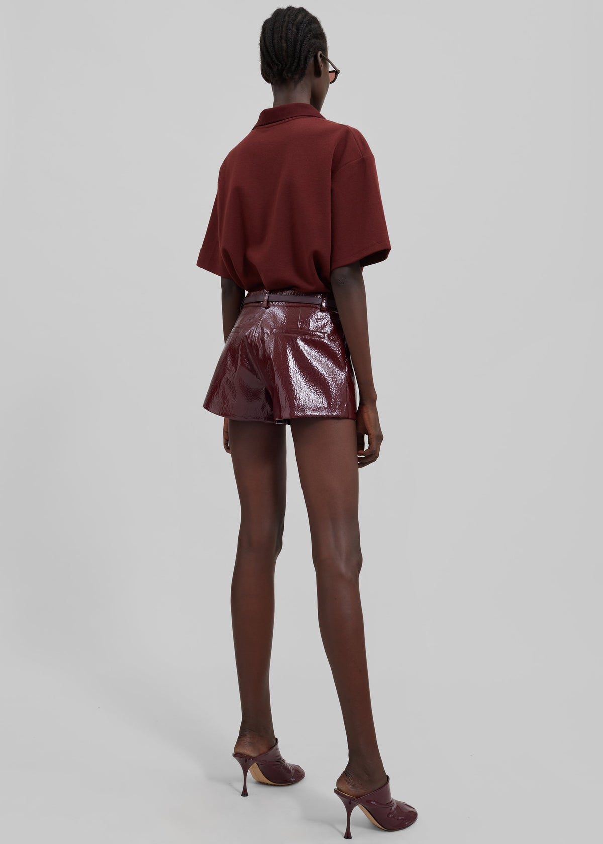 Kate Crackled Faux Leather Mini Shorts - Burgundy β view 11 of 12