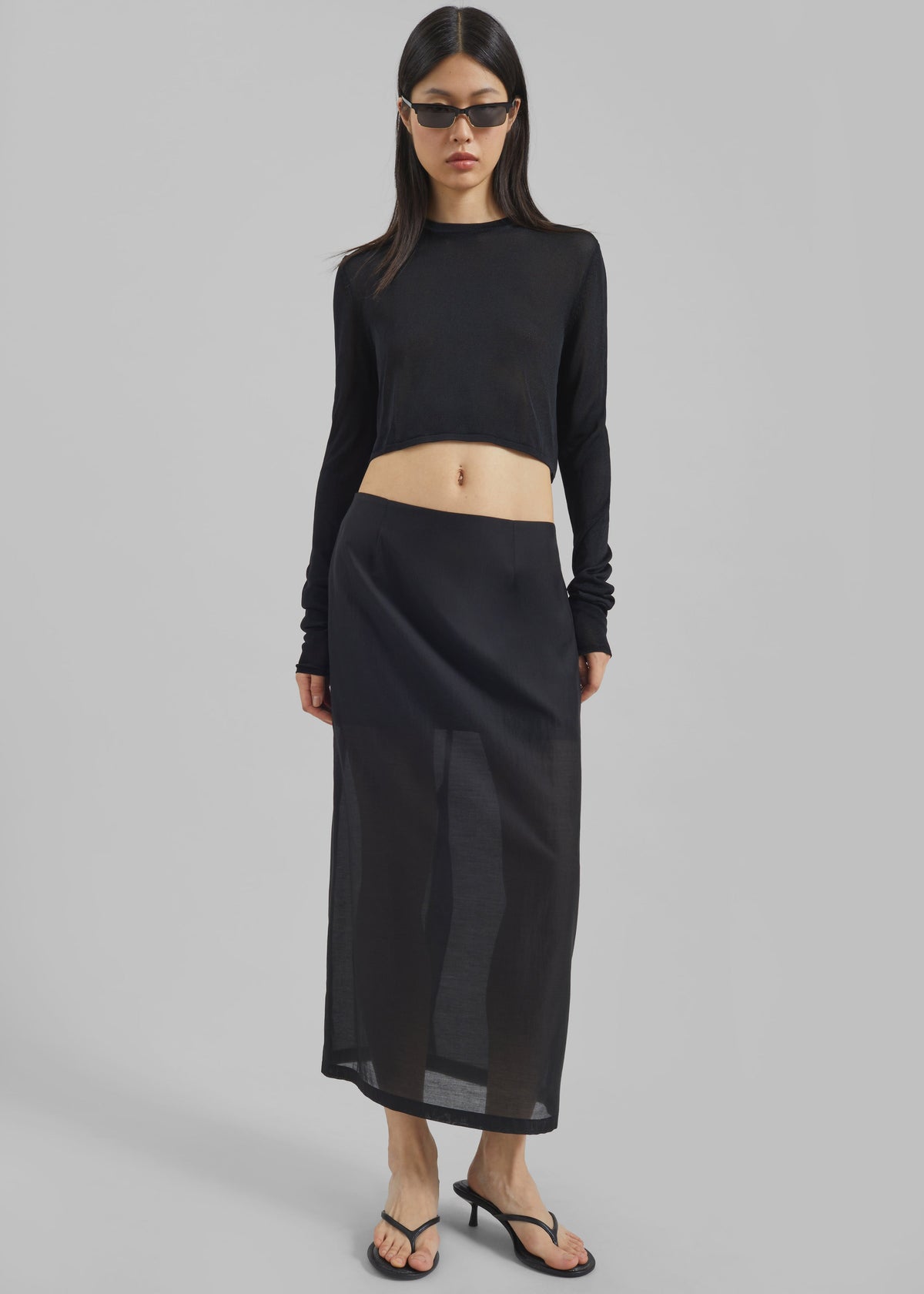 Kazel Cropped Thin Knit Top - Black β view 5 of 9