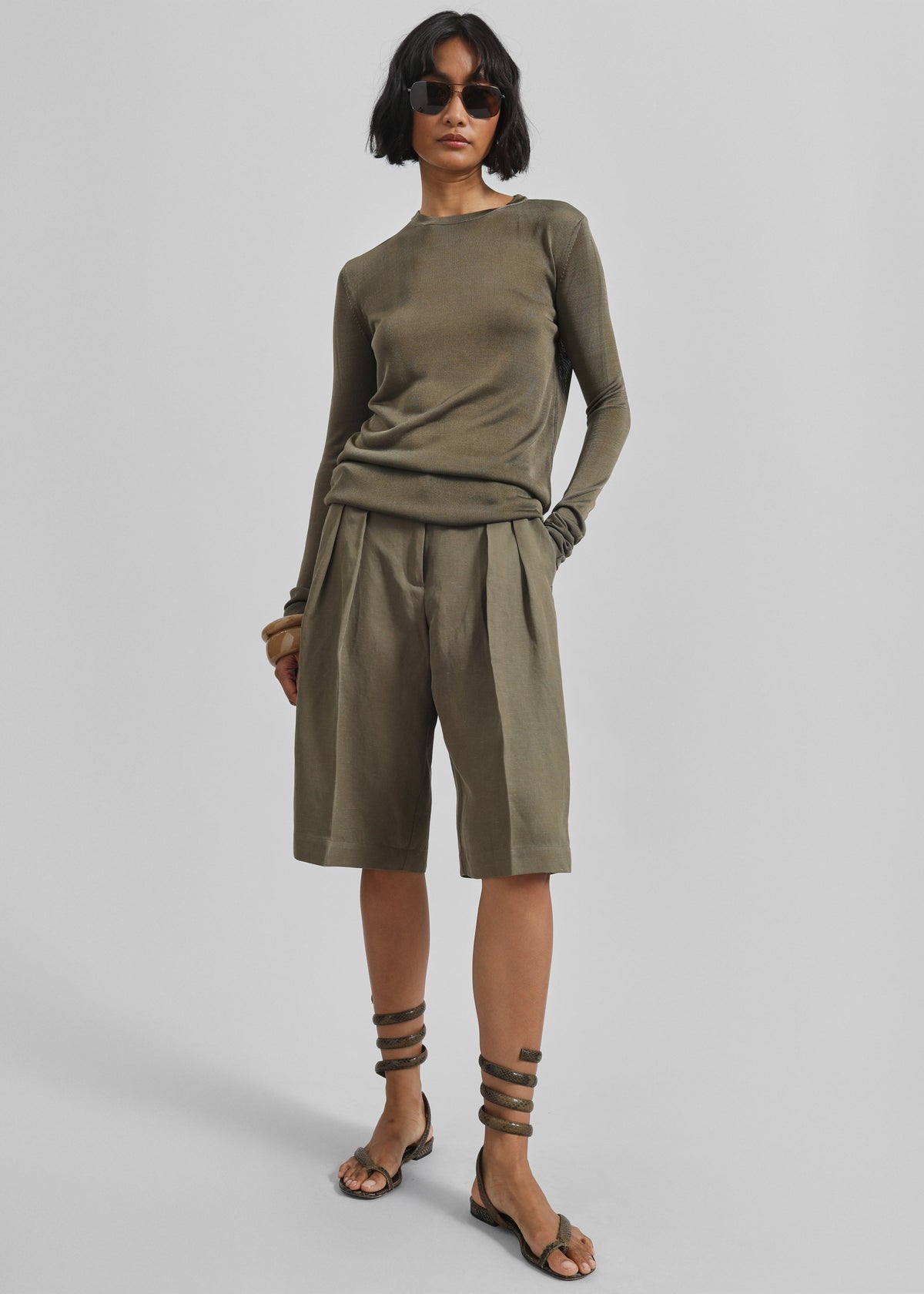 Kazel Thin Knit Top - Khaki β view 4 of 11
