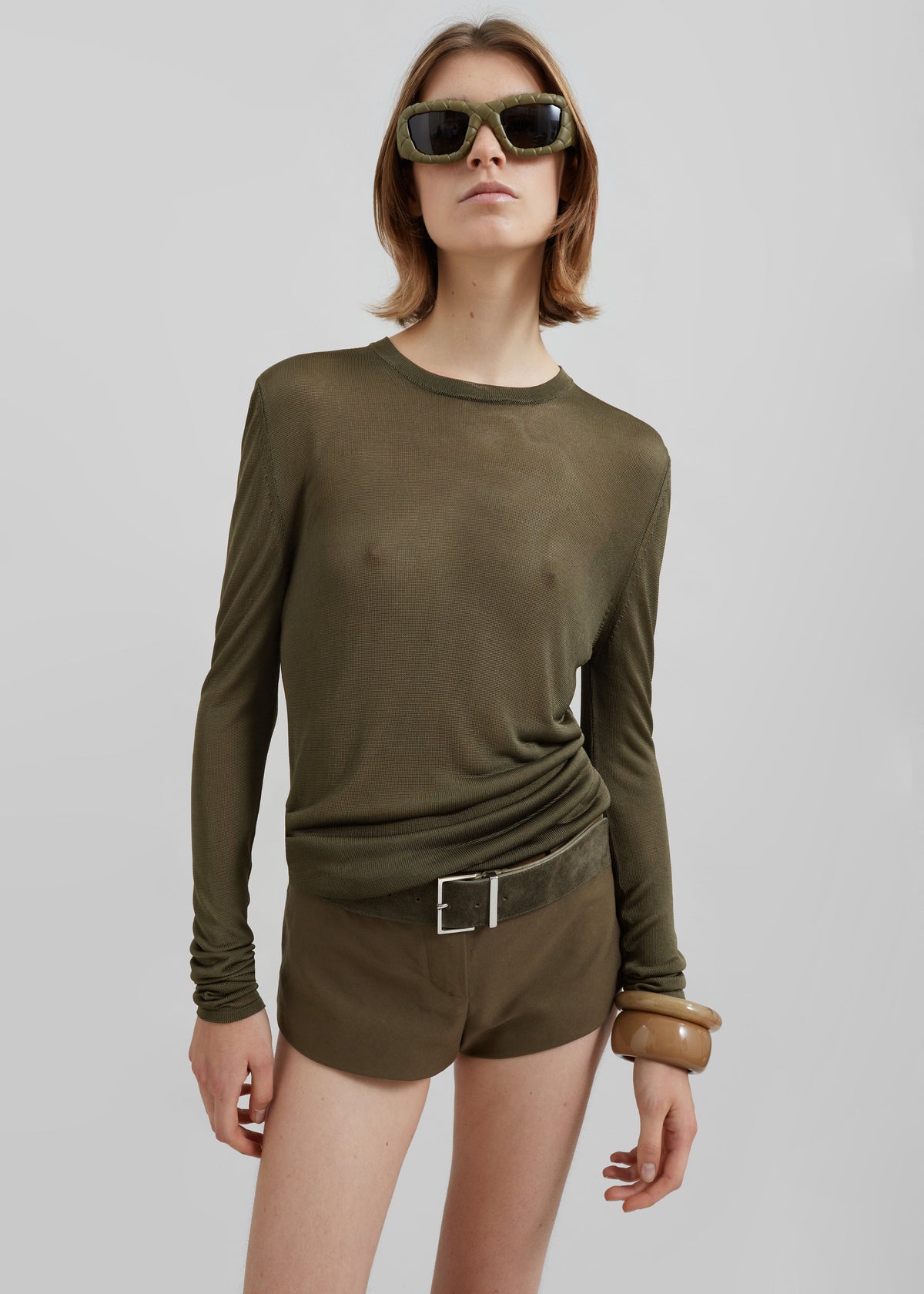 Kazel Thin Knit Top - Khaki β view 6 of 11