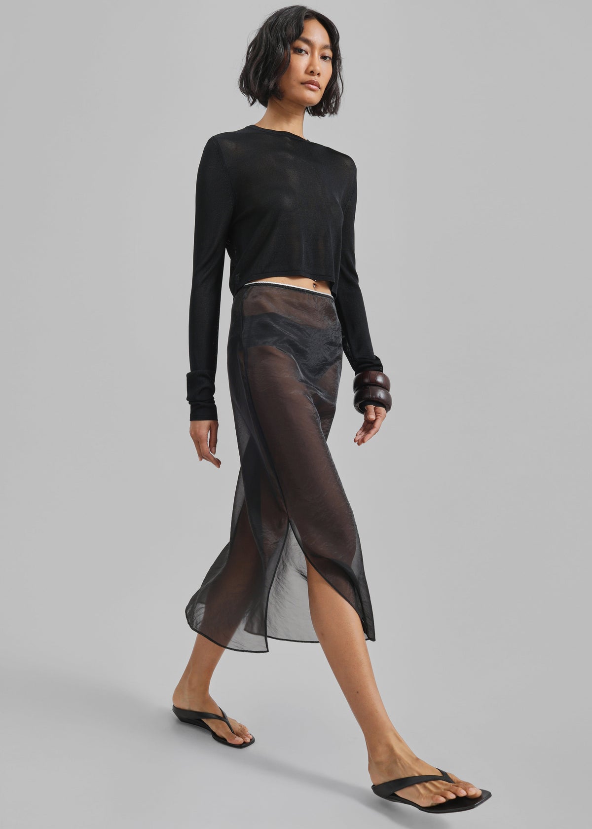 Kazel Cropped Thin Knit Top - Black β view 4 of 9