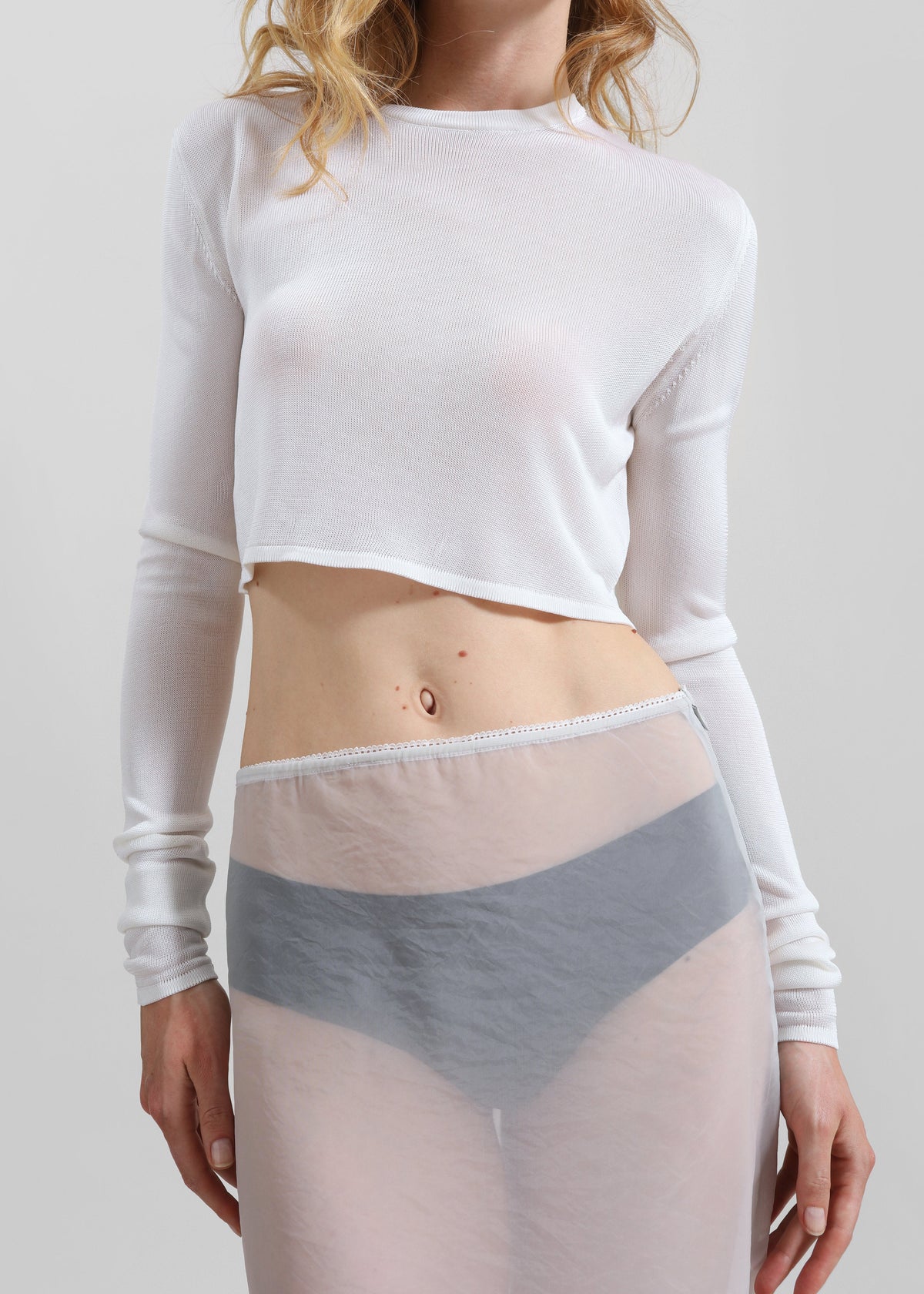 Kazel Cropped Thin Knit Top - White β view 3 of 11