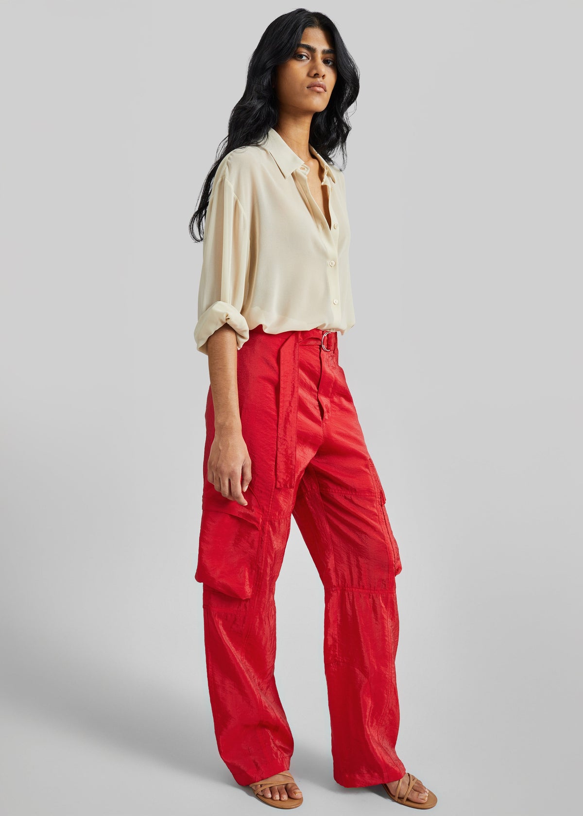 Kelly Sheer Cargo Pants - Red β view 5 of 8
