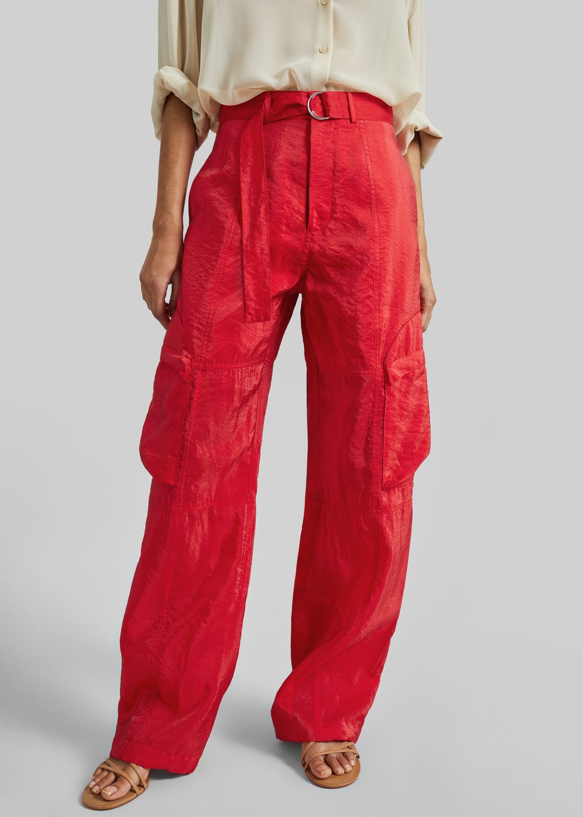 Kelly Sheer Cargo Pants - Red β view 3 of 8