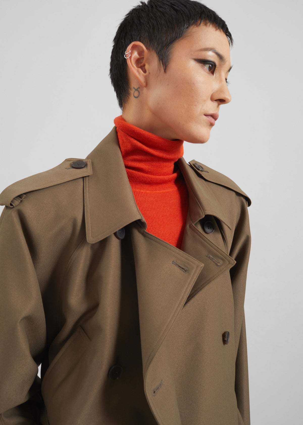 Kinsley Cropped Trench Jacket - Brown β view 7 of 10