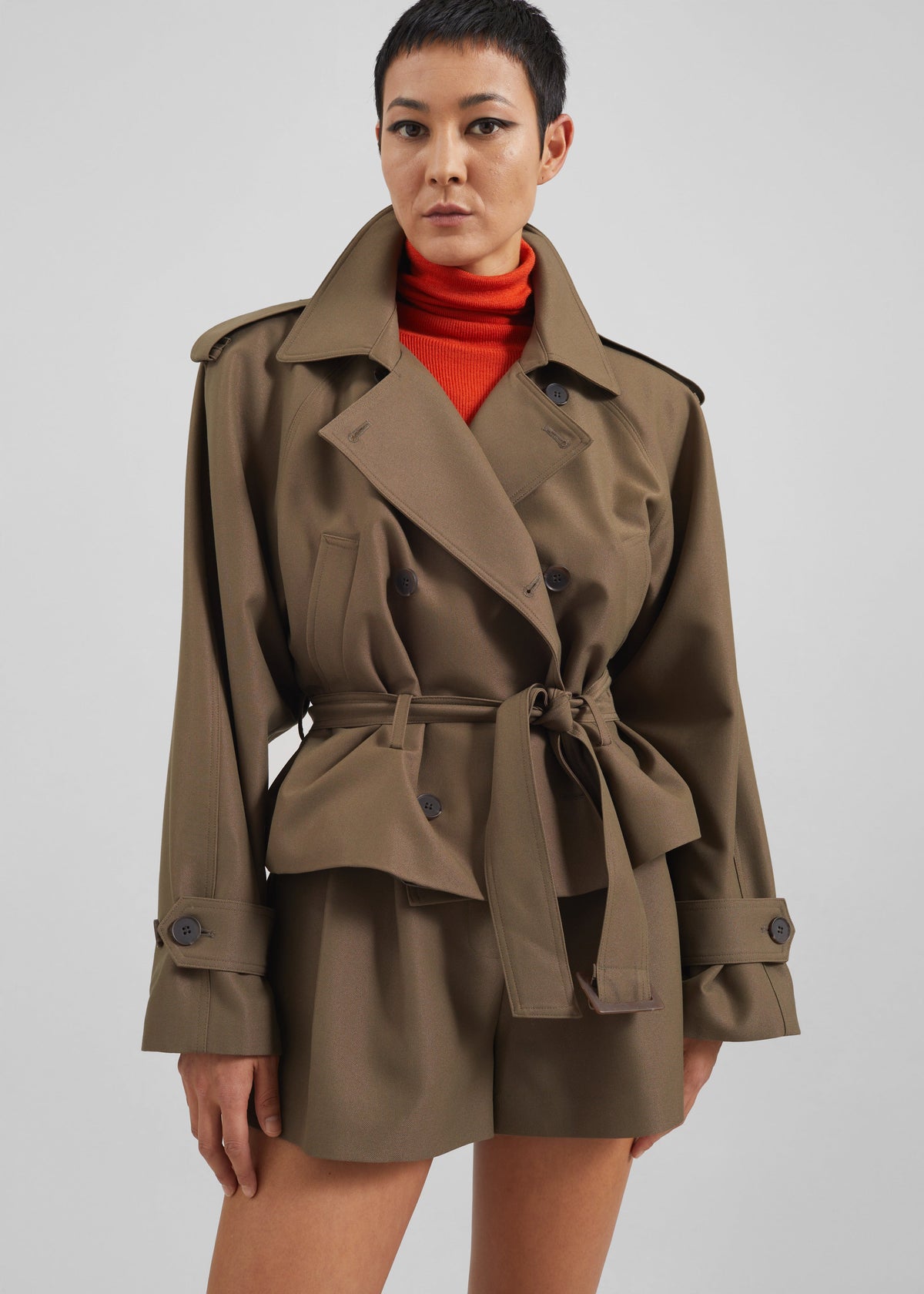 Kinsley Cropped Trench Jacket - Brown β view 4 of 10