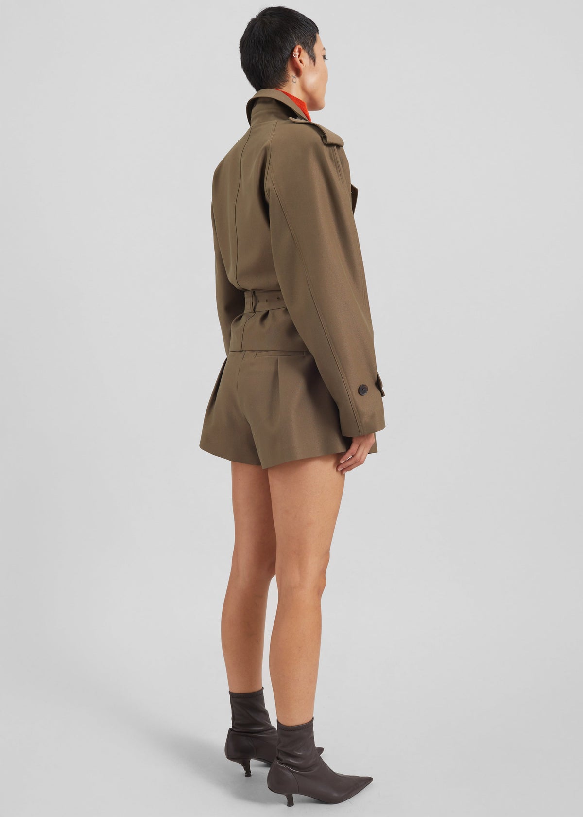 Kinsley Cropped Trench Jacket - Brown β view 9 of 10