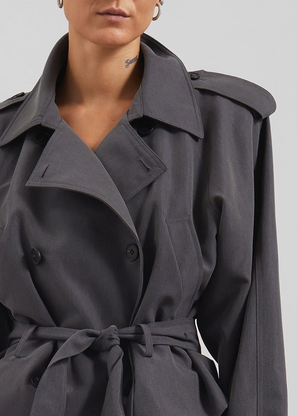 Kinsley Cropped Trench Jacket - Grey β view 5 of 9