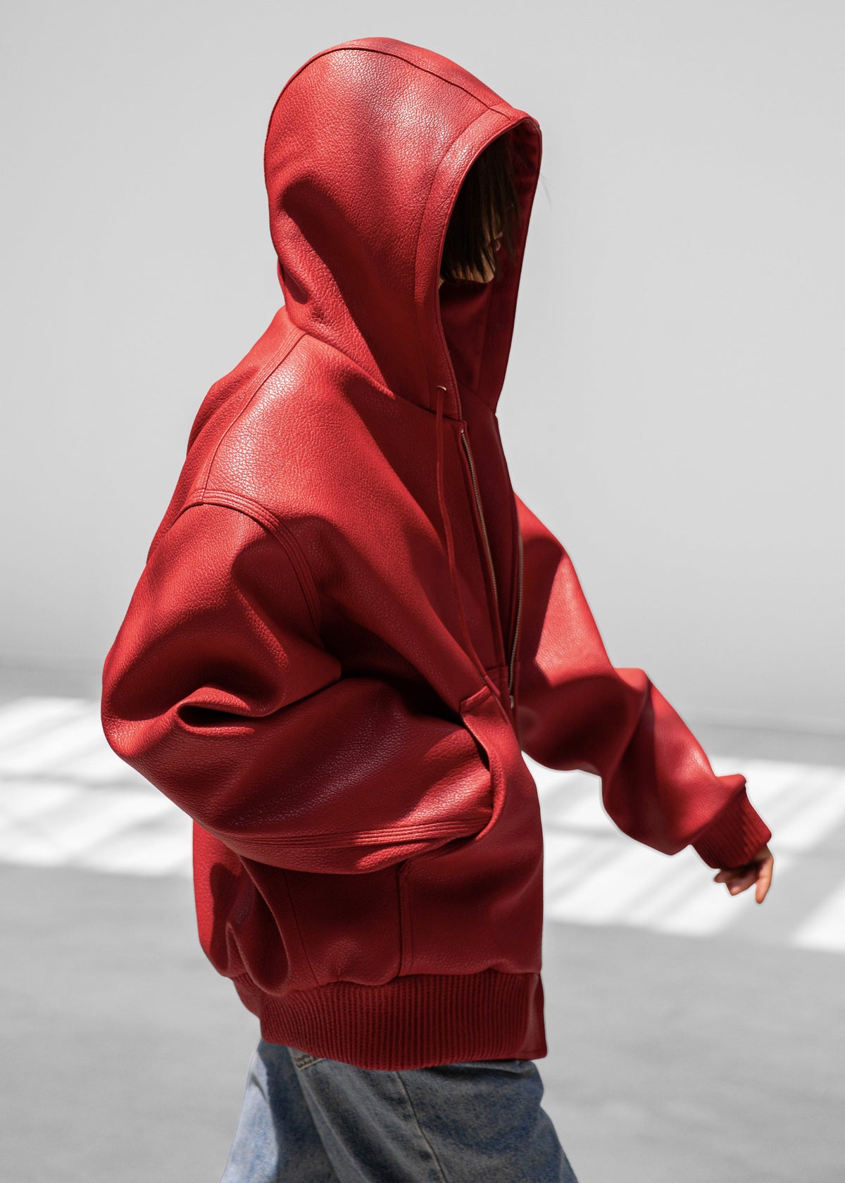 Kodai Faux Leather Bomber Jacket - Red β view 6 of 11