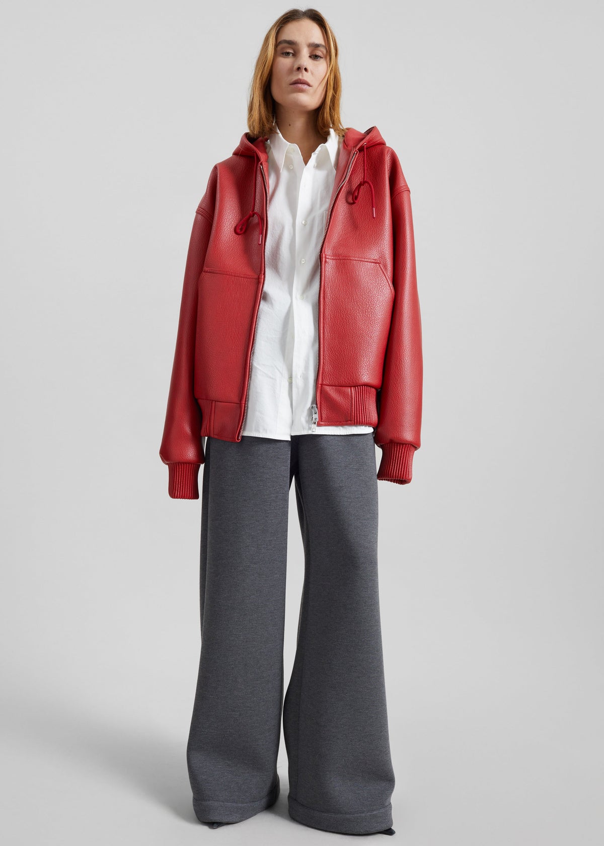 Kodai Faux Leather Bomber Jacket - Red β view 7 of 11