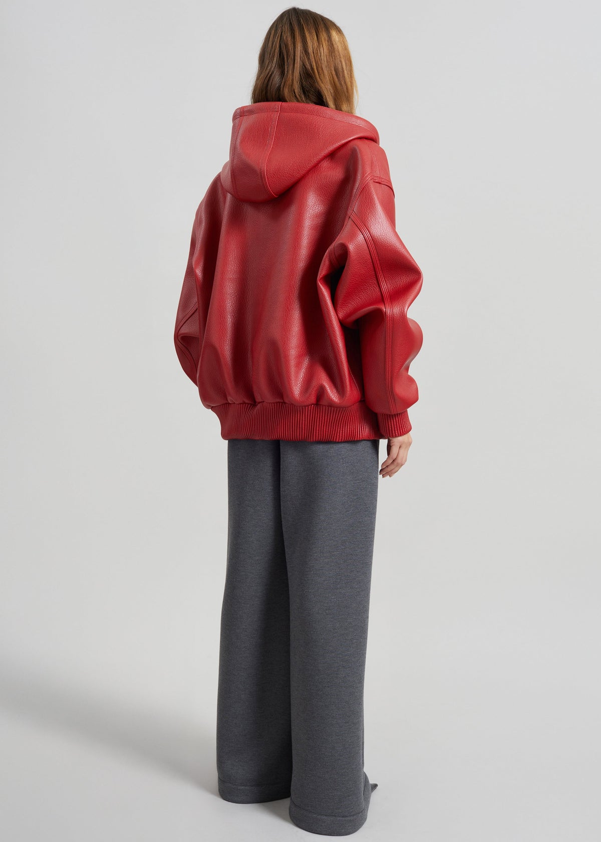 Kodai Faux Leather Bomber Jacket - Red β view 10 of 11