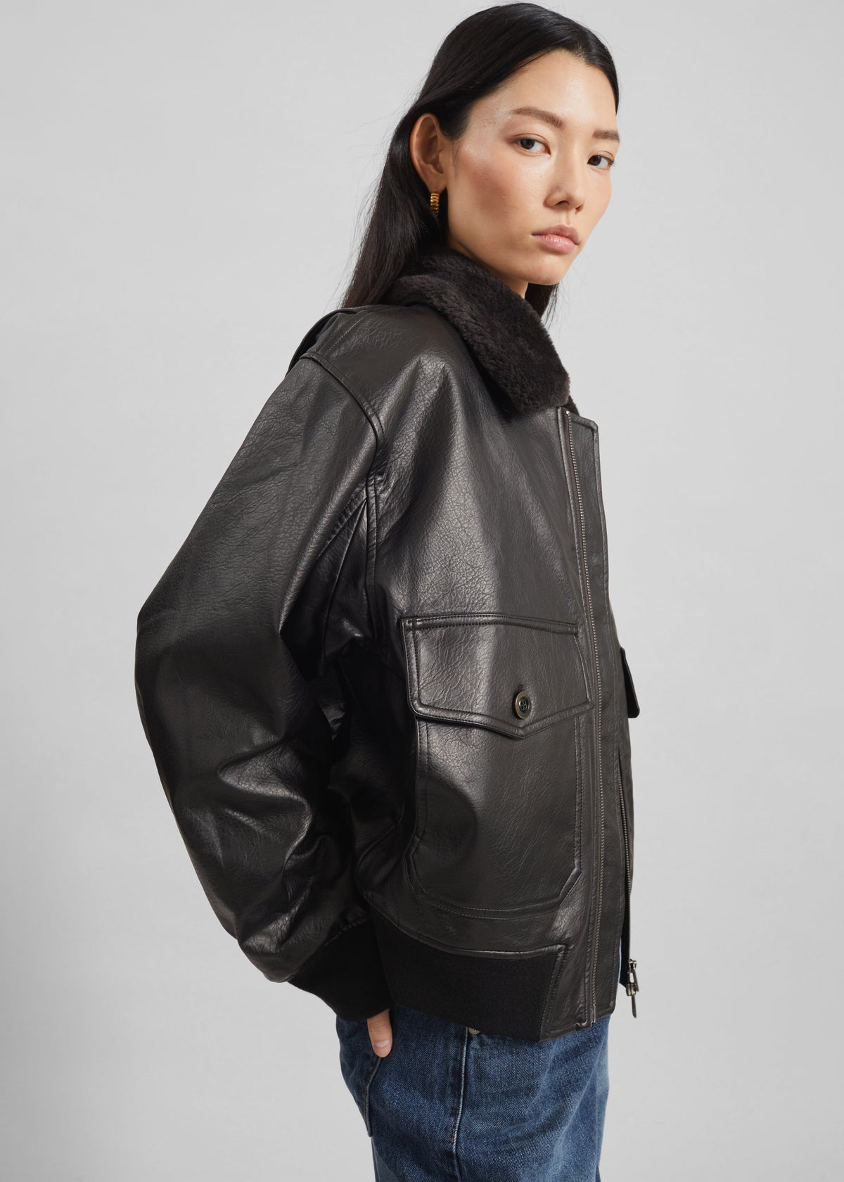 Kollam Faux Leather Boxy Jacket - Black β view 2 of 7