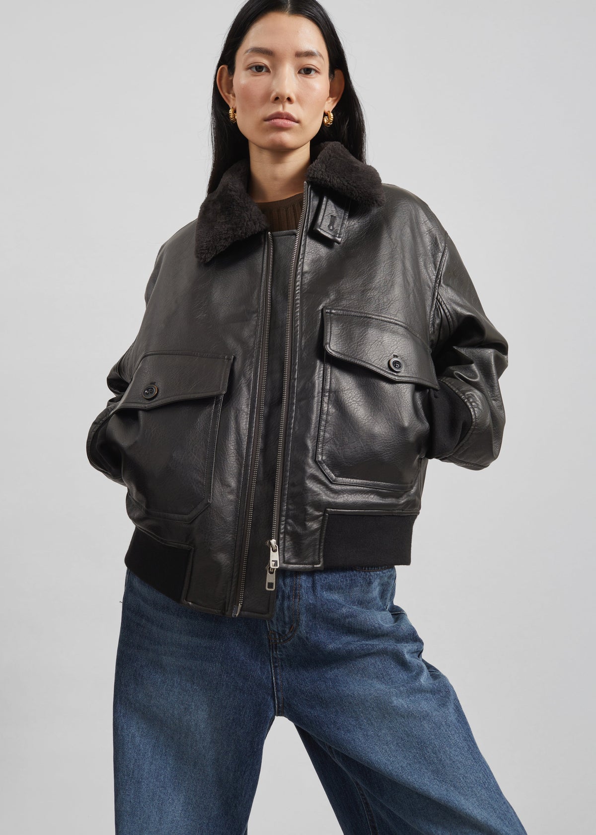 Kollam Faux Leather Boxy Jacket - Black β view 5 of 7