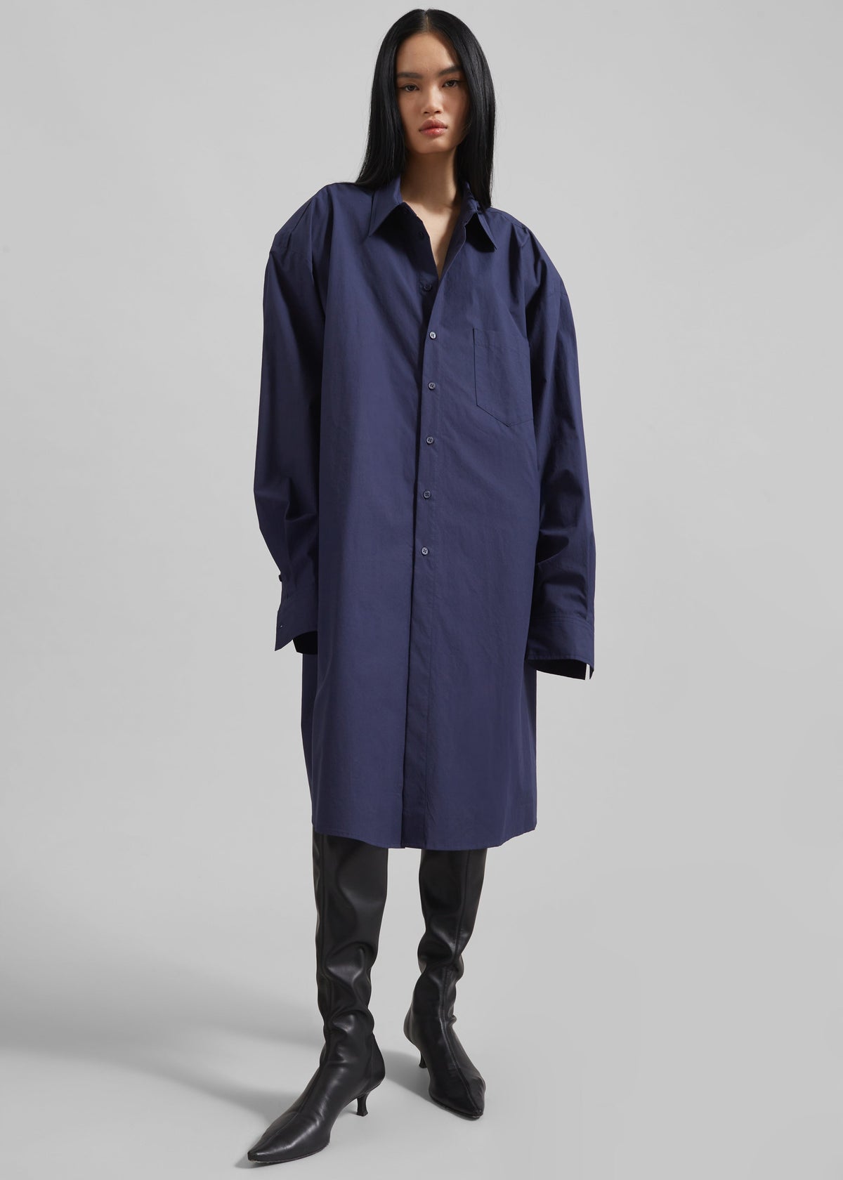 Korben Oversized Shirt Dress - Navy β view 4 of 9