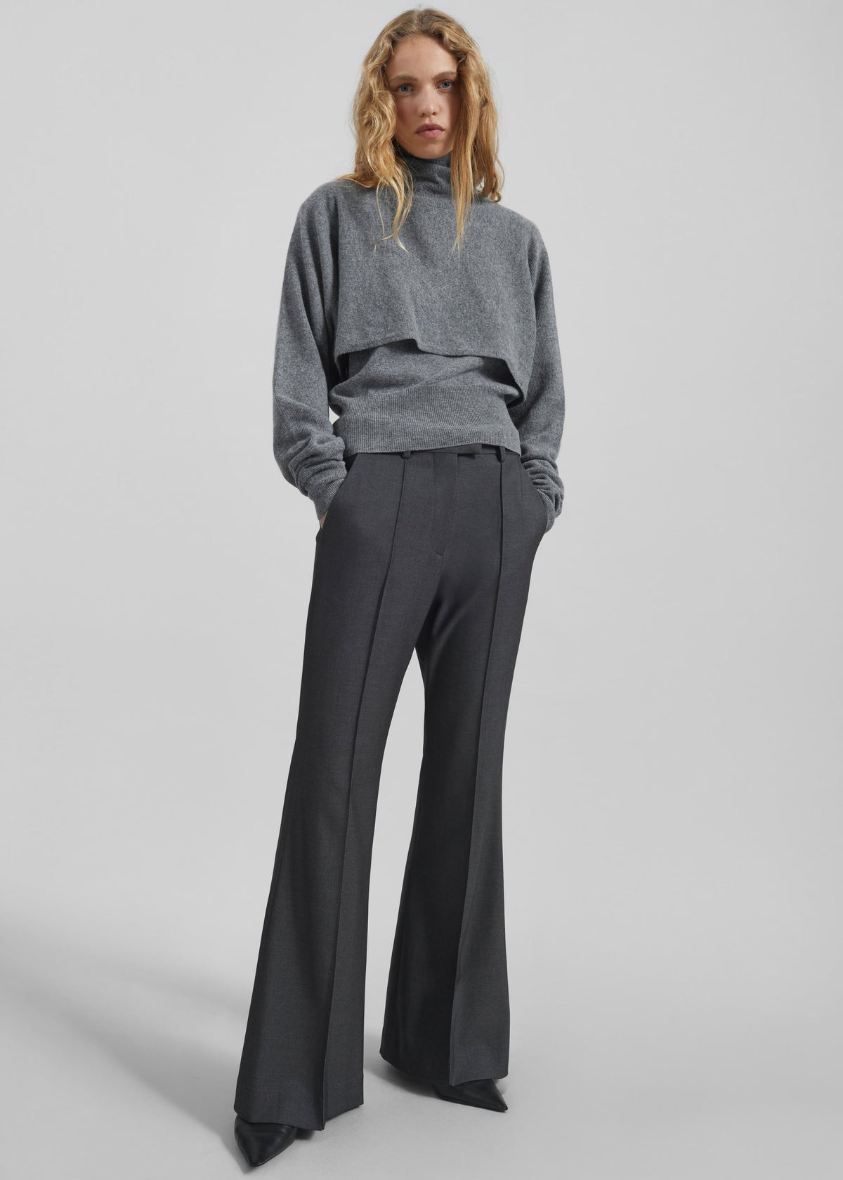 Kvale Pintuck Flared Trousers - Dark Grey β view 3 of 9