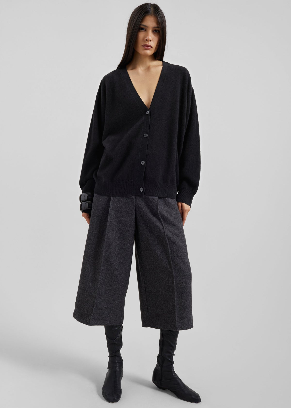 Lachen Double-Sided Wool Cardigan - Black β view 6 of 8