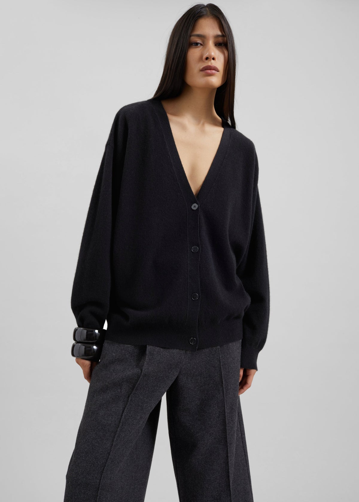 Lachen Double-Sided Wool Cardigan - Black β view 7 of 8