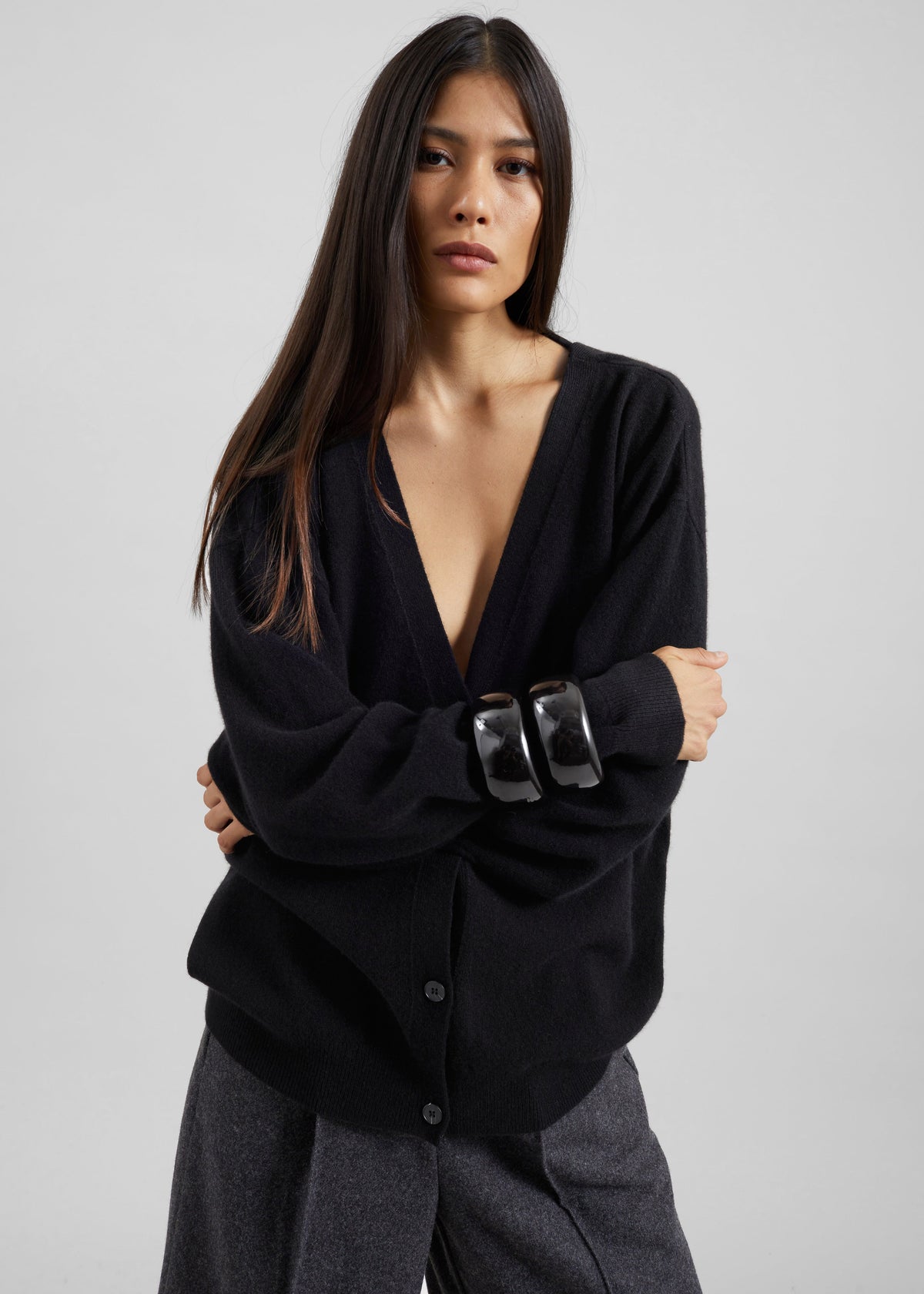 Lachen Double-Sided Wool Cardigan - Black β view 5 of 8