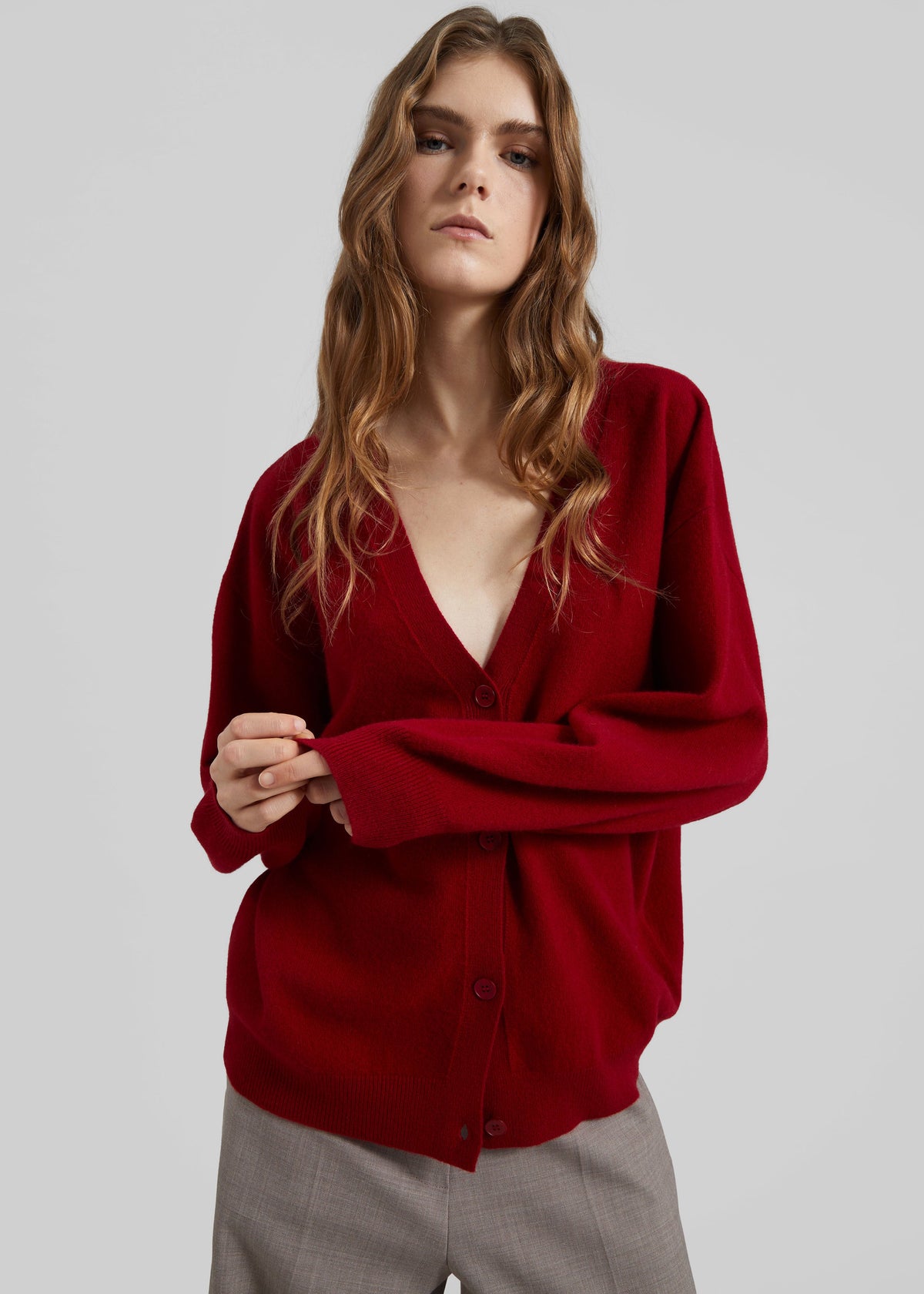 Lachen Double-Sided Wool Cardigan - Red β view 3 of 7
