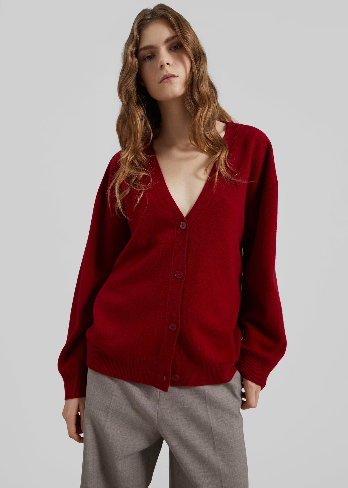 Lachen Double-Sided Wool Cardigan - Red β view 5 of 7
