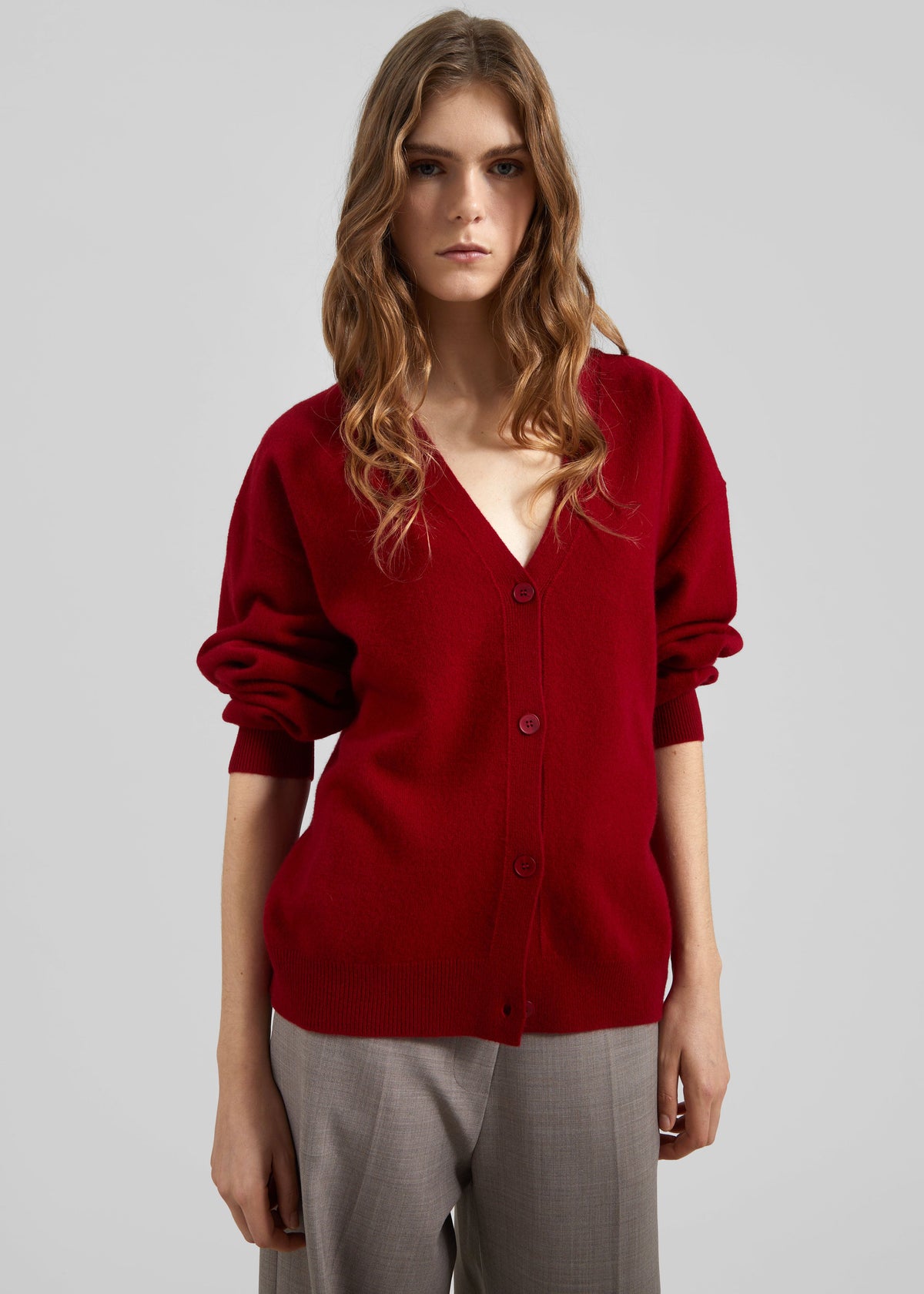 Lachen Double-Sided Wool Cardigan - Red β view 6 of 7