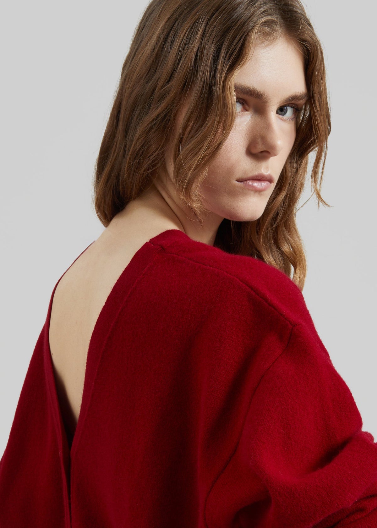 Lachen Double-Sided Wool Cardigan - Red β view 4 of 7
